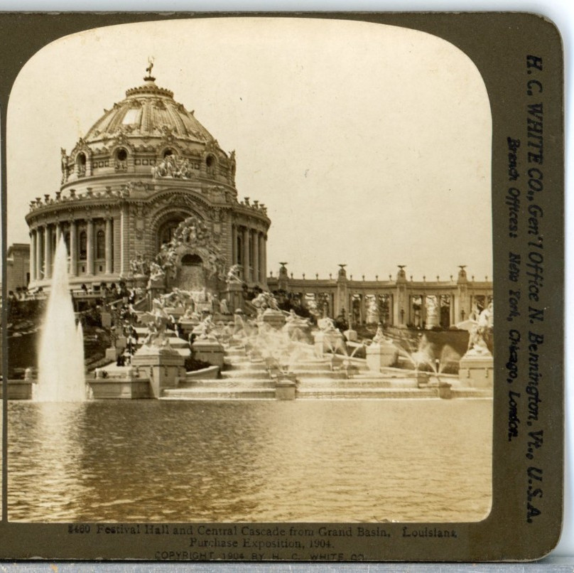 ST. LOUIS WORLDS FAIR, Festival Hall & Central Cascade--Stereoview SL7 ST. LOUIS WORLDS FAIR, Festival Hall & Central Cascade--Stereoview SL7