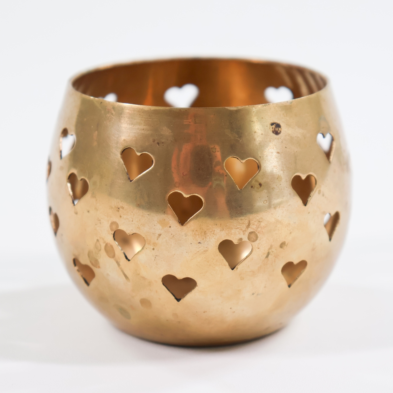 Vintage Heart Solid Brass Tea Light Candle Holder 3in Cutwork Cutouts Romantic Vintage Heart Solid Brass Tea Light Candle Holder 3in Cutwork Cutouts Romantic