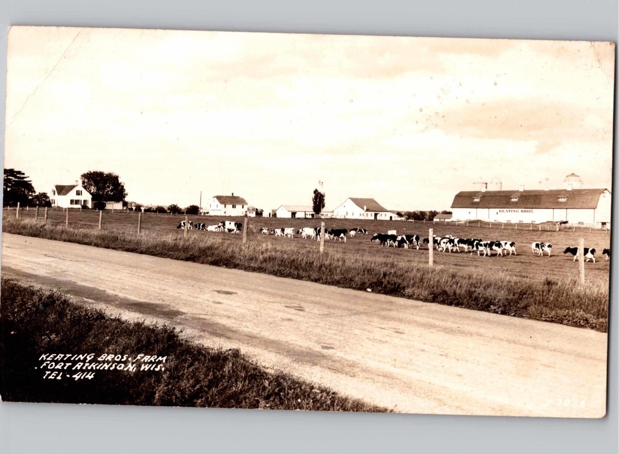 c1945 Keating Bros Farm Cows Fort Atkinson Wisconsin WI RPPC Real Photo Postcard c1945 Keating Bros Farm Cows Fort Atkinson Wisconsin WI RPPC Real Photo Postcard