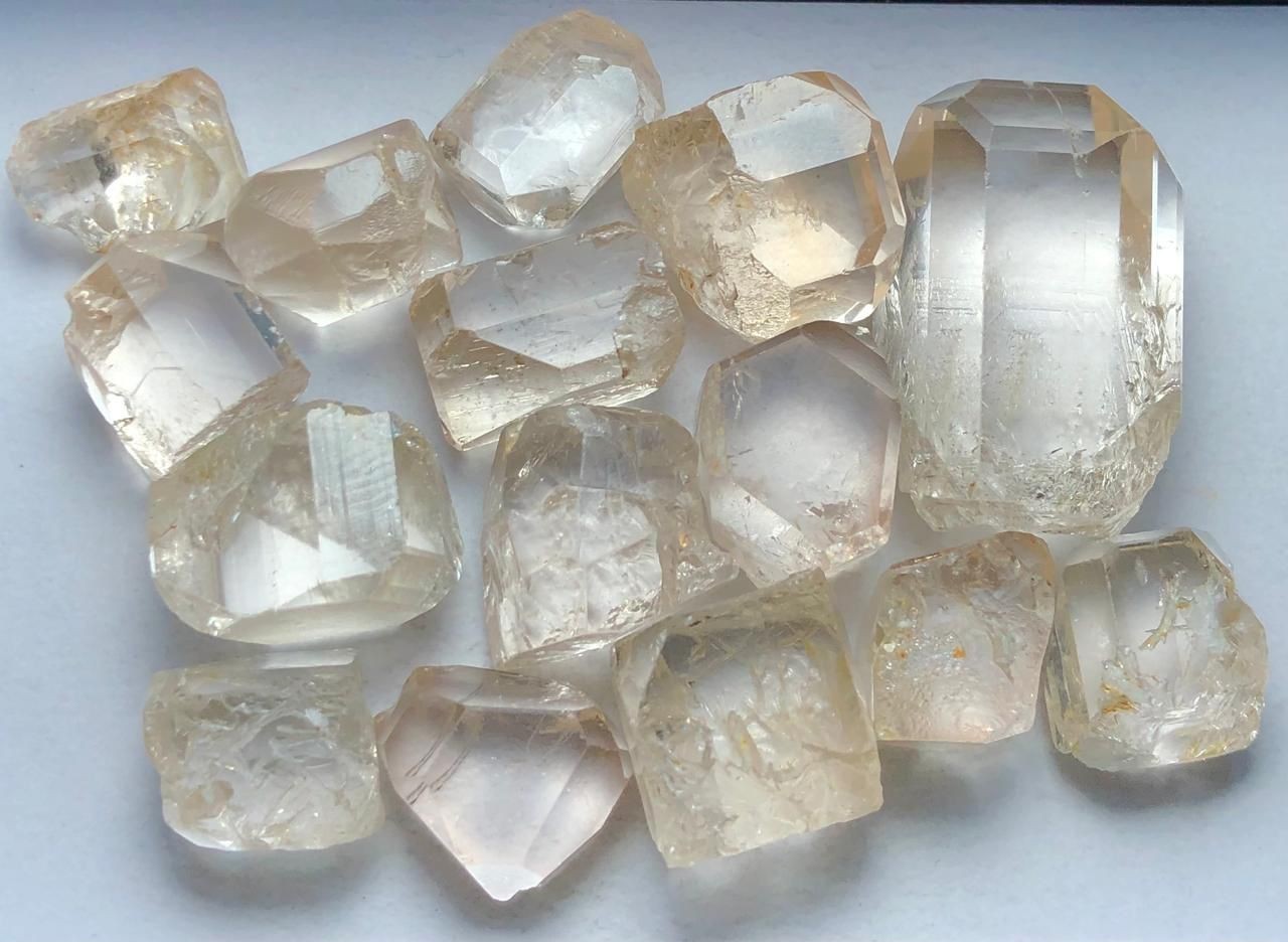 Natural Facet Rough Topaz from Pakistan  Weight 370 cts  Average weight 24 cts