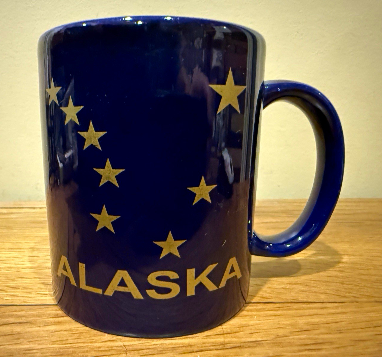 Vintage Cobalt Blue Alaska Mug Gold State Flag Constellation & Facts - MINT Vintage Cobalt Blue Alaska Mug Gold State Flag Constellation & Facts - MINT