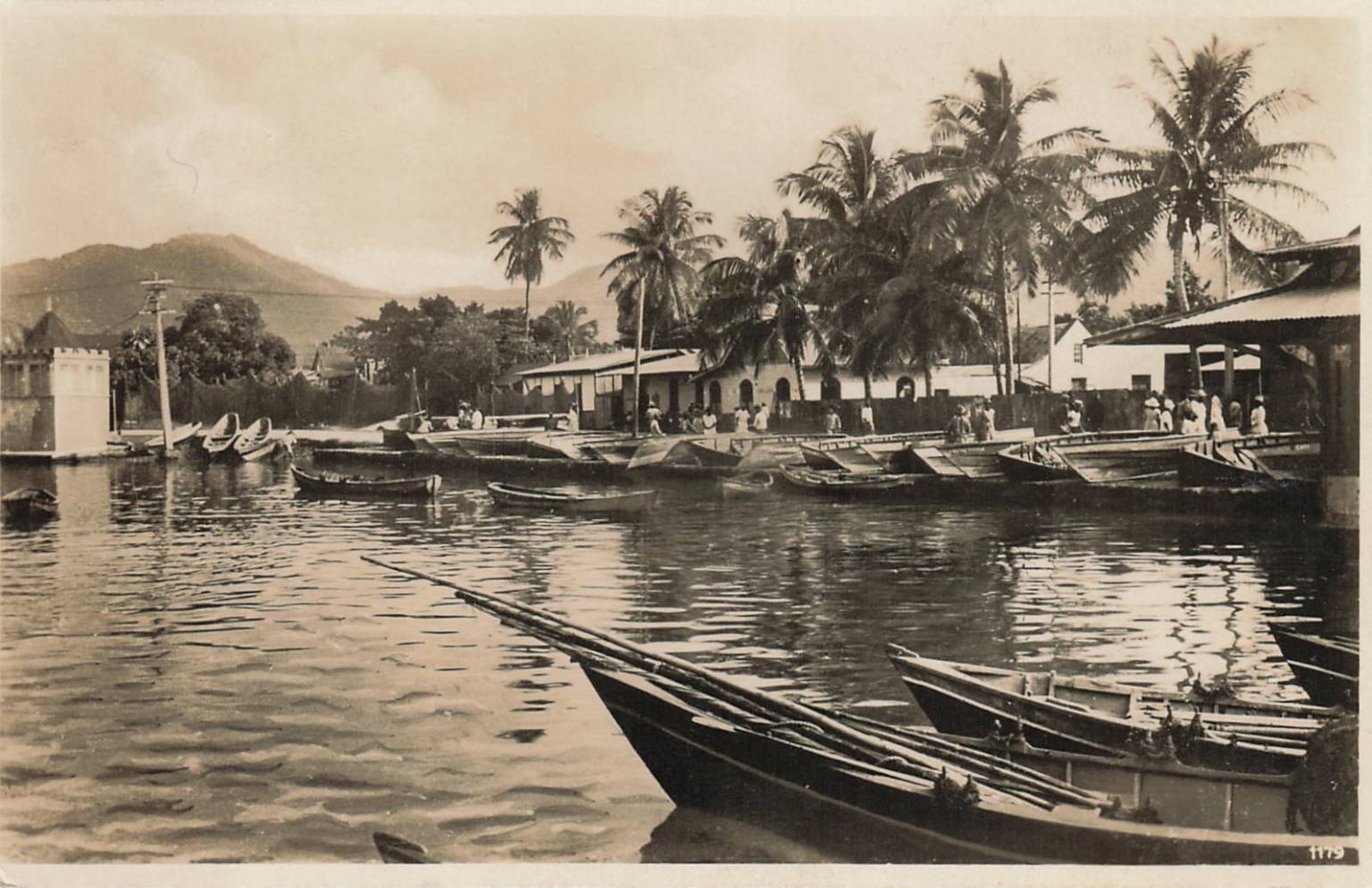 Trinidad Fish Market RPPC 1938 Waterfront Boats Palm Trees Vintage Postcard Trinidad Fish Market RPPC 1938 Waterfront Boats Palm Trees Vintage Postcard