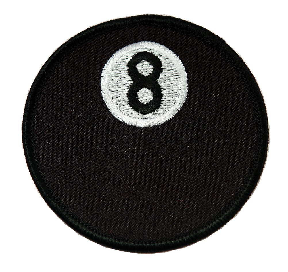8-BALL PATCH embroidered iron-on POOL HALL BILLIARDS EIGHT MORALE BIKER EMBLEM 8-BALL PATCH embroidered iron-on POOL HALL BILLIARDS EIGHT MORALE BIKER EMBLEM
