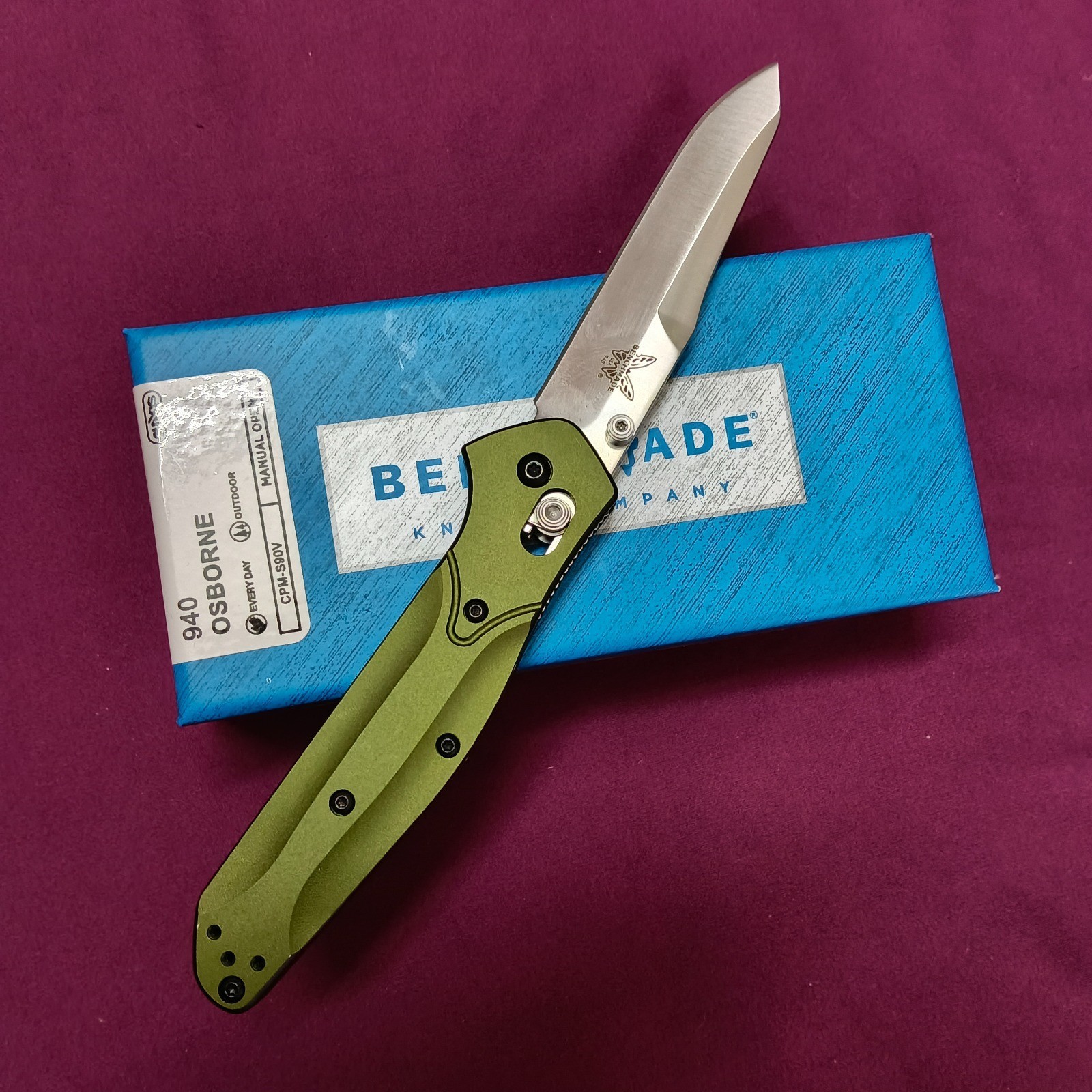 Benchmade Osborne 940 Green Aluminum CPM-S30V BLADE 3.4'' Folding Knife