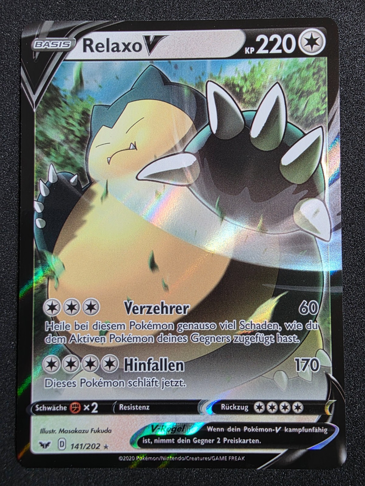 Pokemon Relaxo V 141/202 Sword & Shield Ultra Rare German NM+