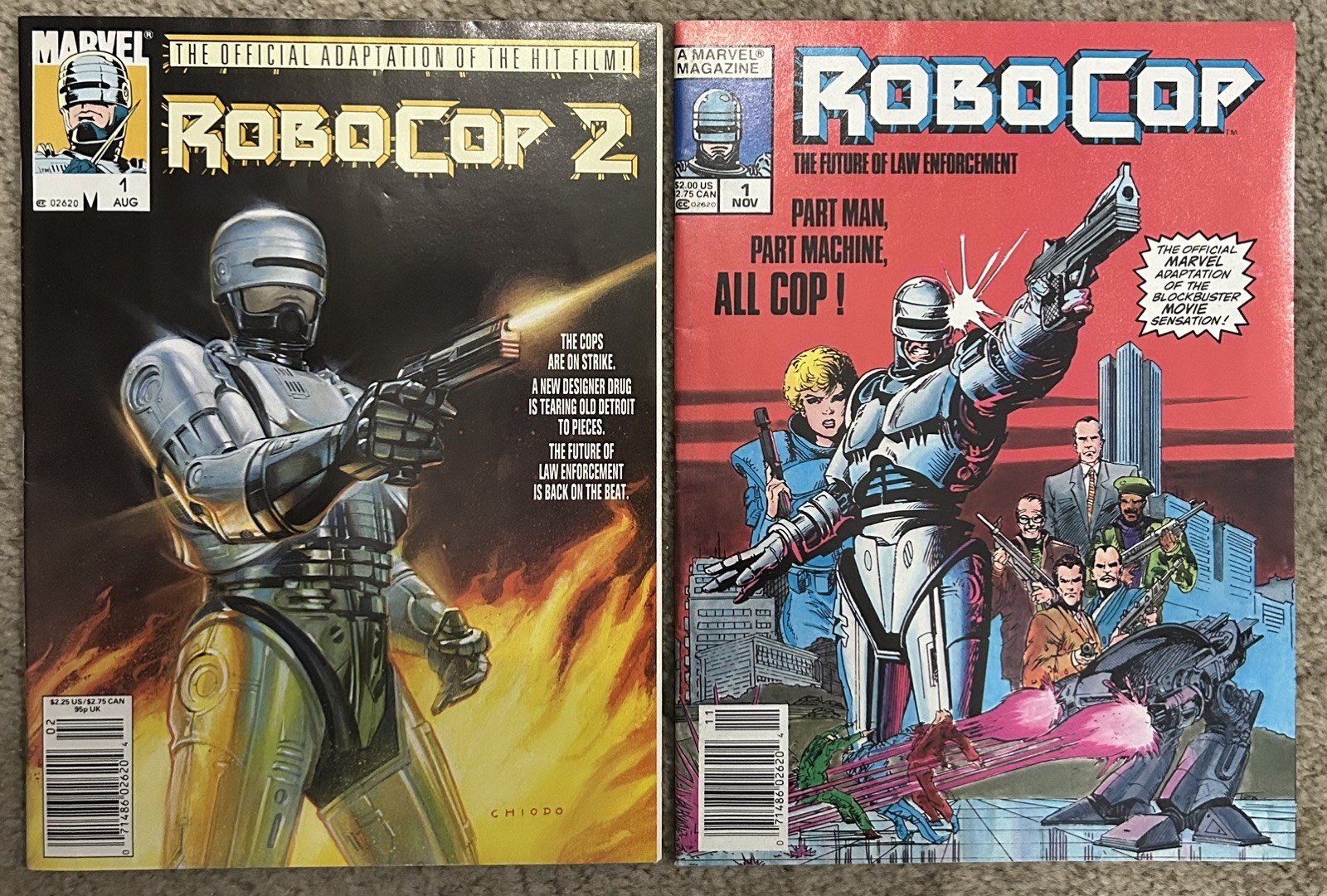 RoboCop 1 & 2 Marvel Magazine Lot 1987 Key 1st App Newsstand Barcode Cover⁠