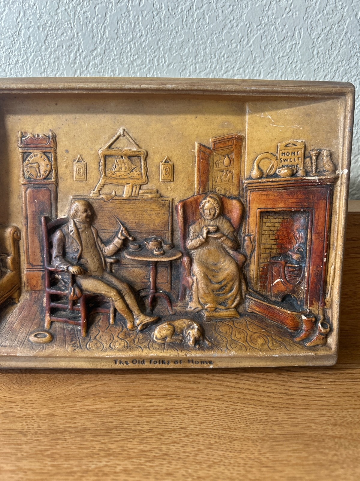 Vtg 1930\'s, IVOREX 3D Wall Plaque The Old Folks at Home