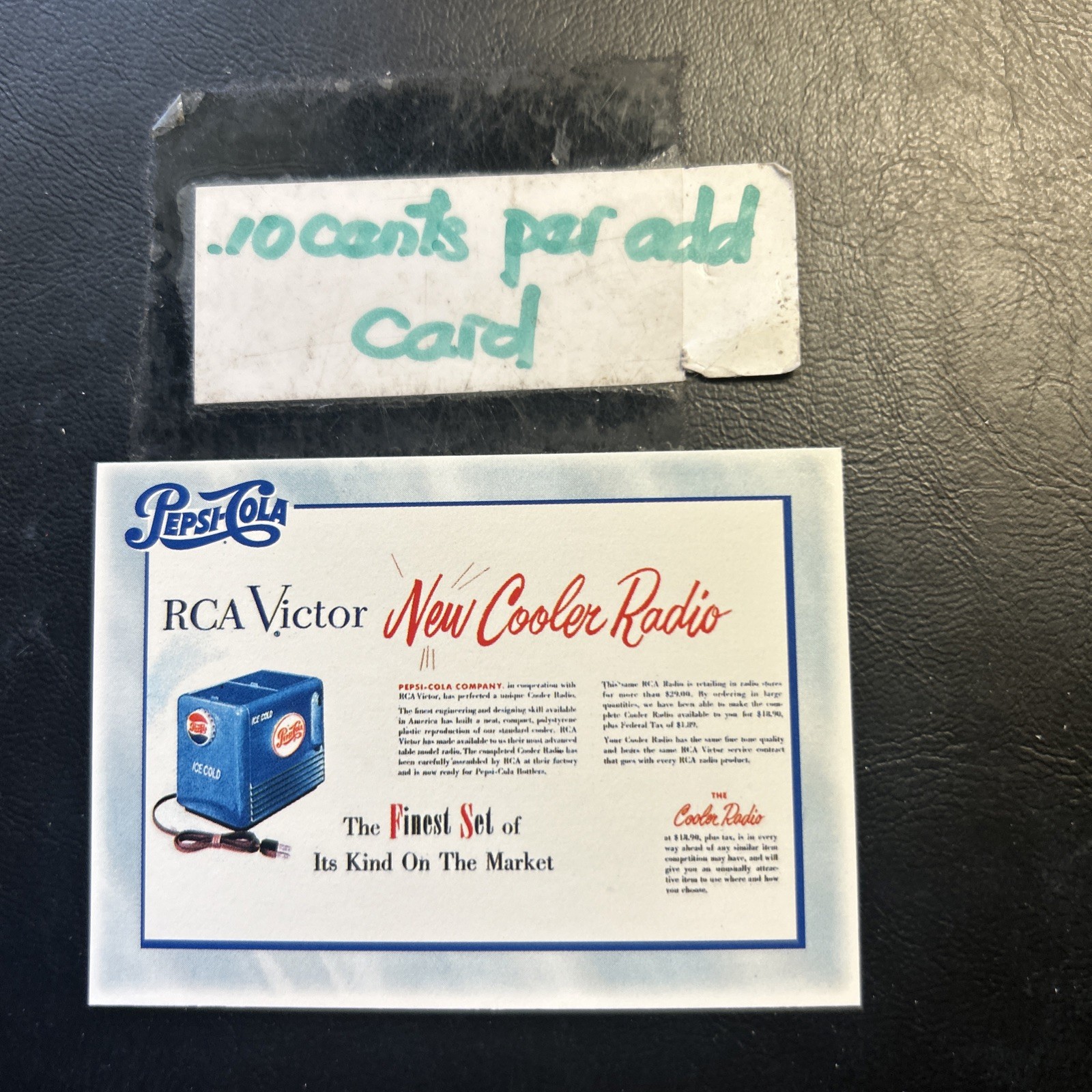 Jb8c Pepsi Cola 1994 Dart #76 Radio Giveaway Cooler Rca Victor 1950\'s add ship.1