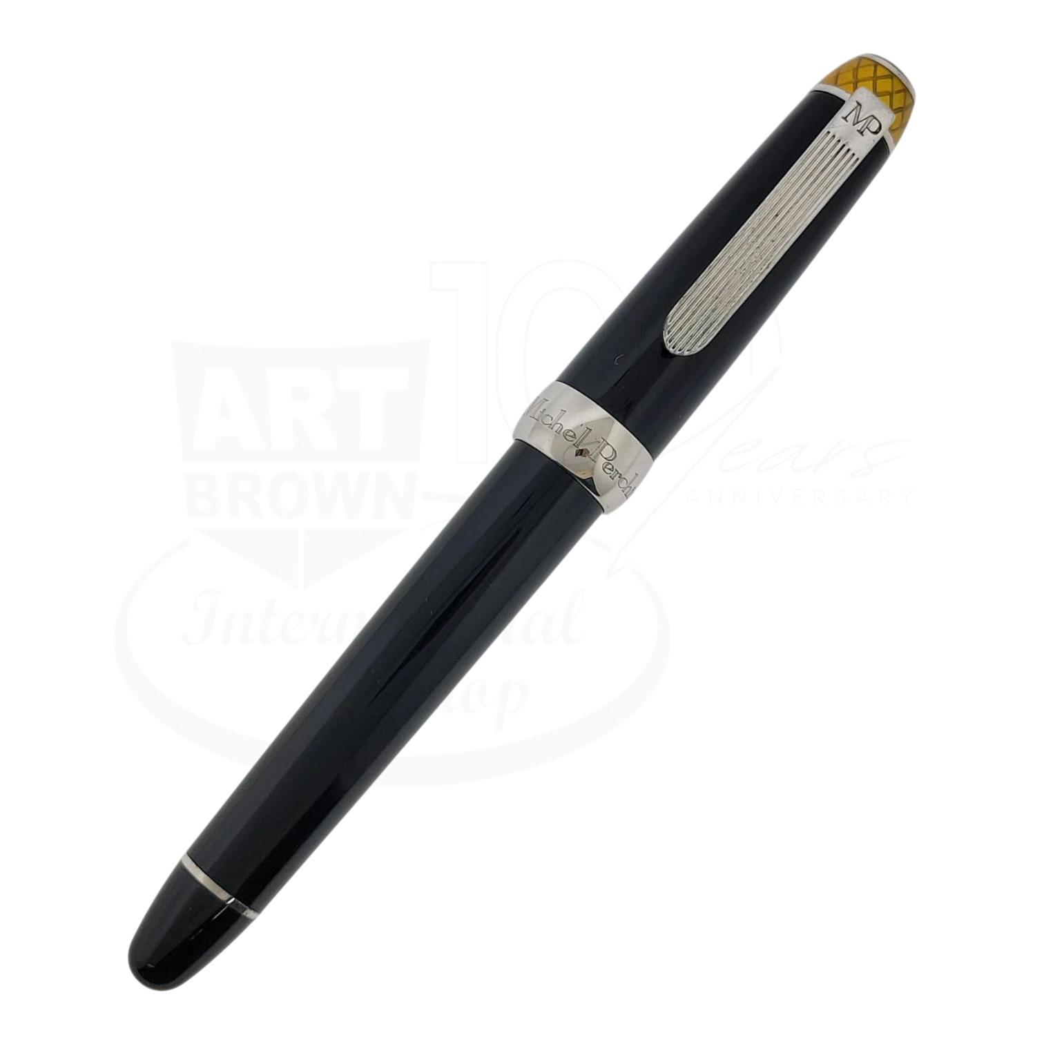 Michel Perchin Executive Yellow Guilloché Sterling Silver Rollerball Pen