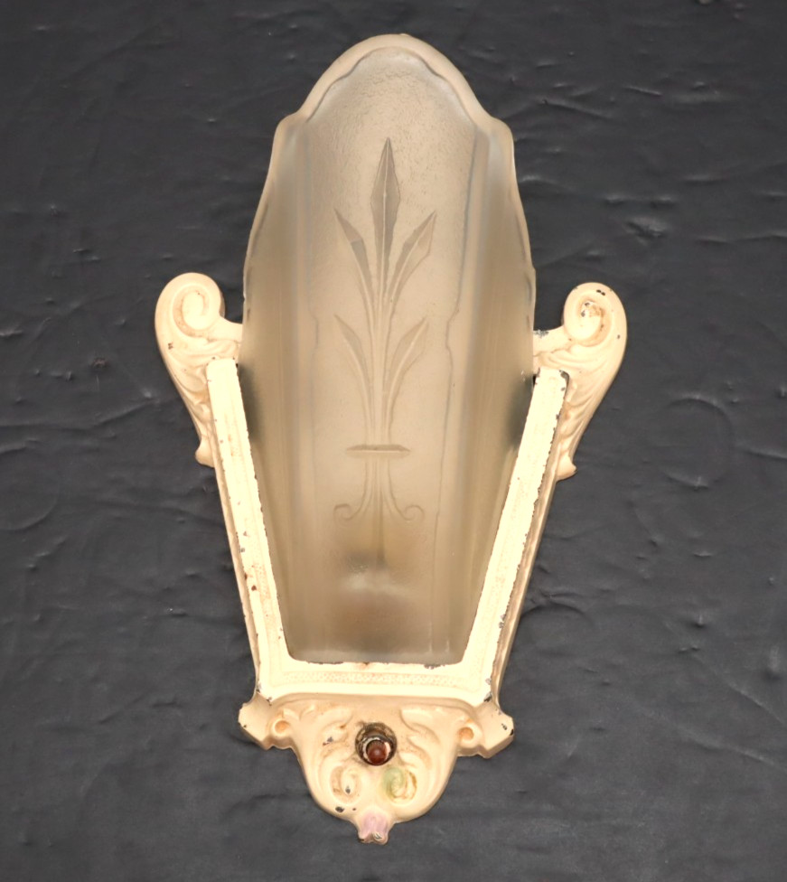 ATQ Art Deco Etruscan Slip Shade Moe Bridges Wall Sconce Light Fixture VTG 1930s