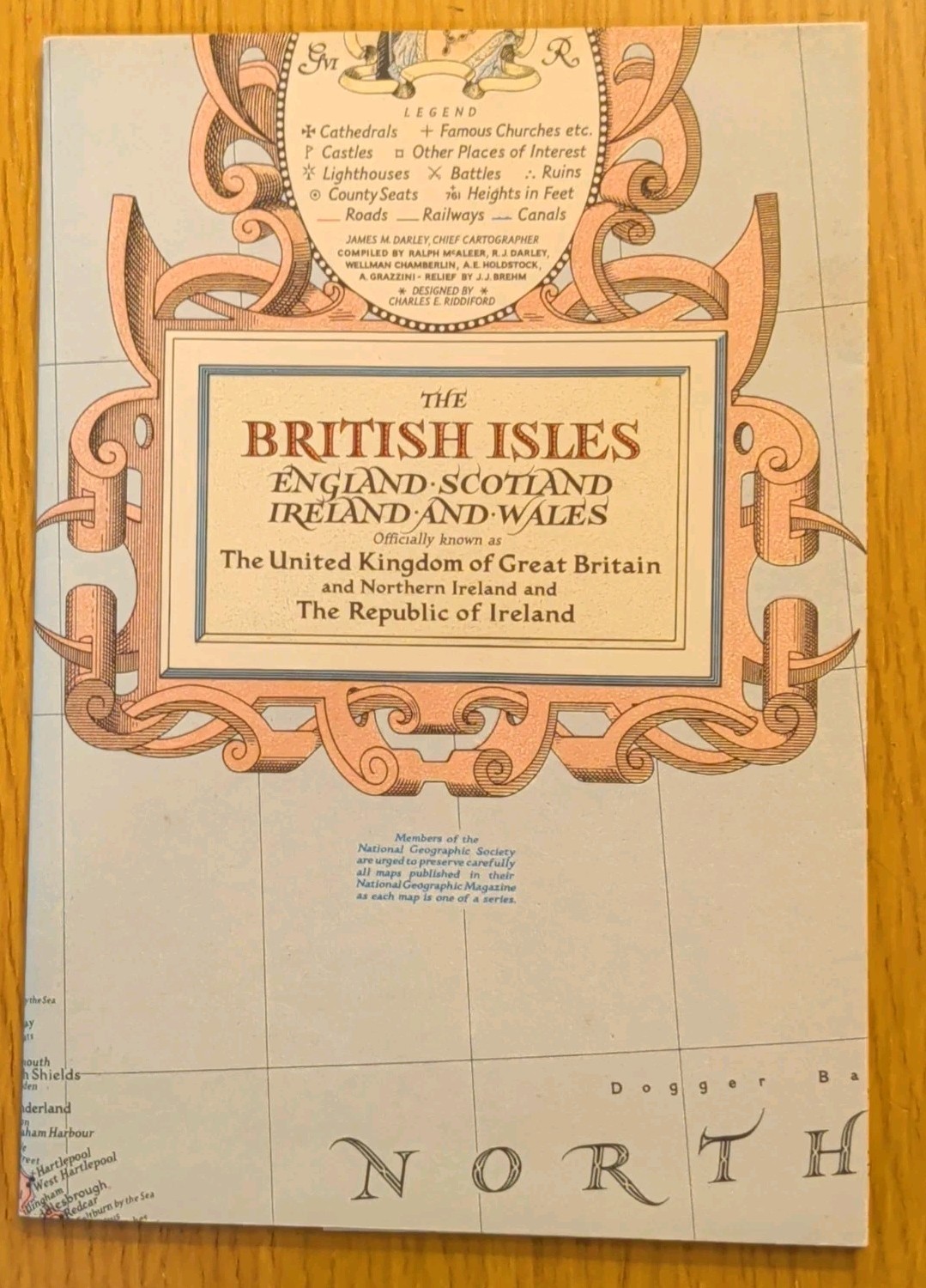 Vintage National Geographic Map The British Isles England Wales April 1949