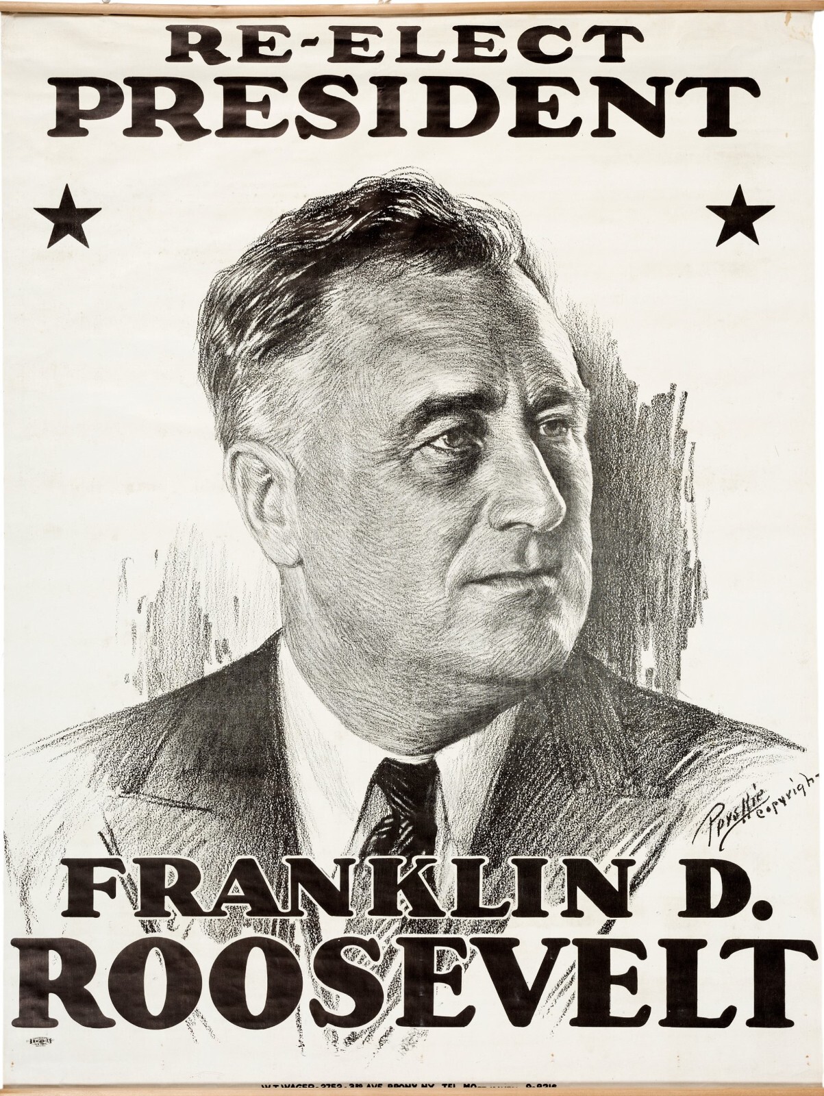 1936 Franklin Roosevelt Presidential Campaign NEW Sign 24x30\