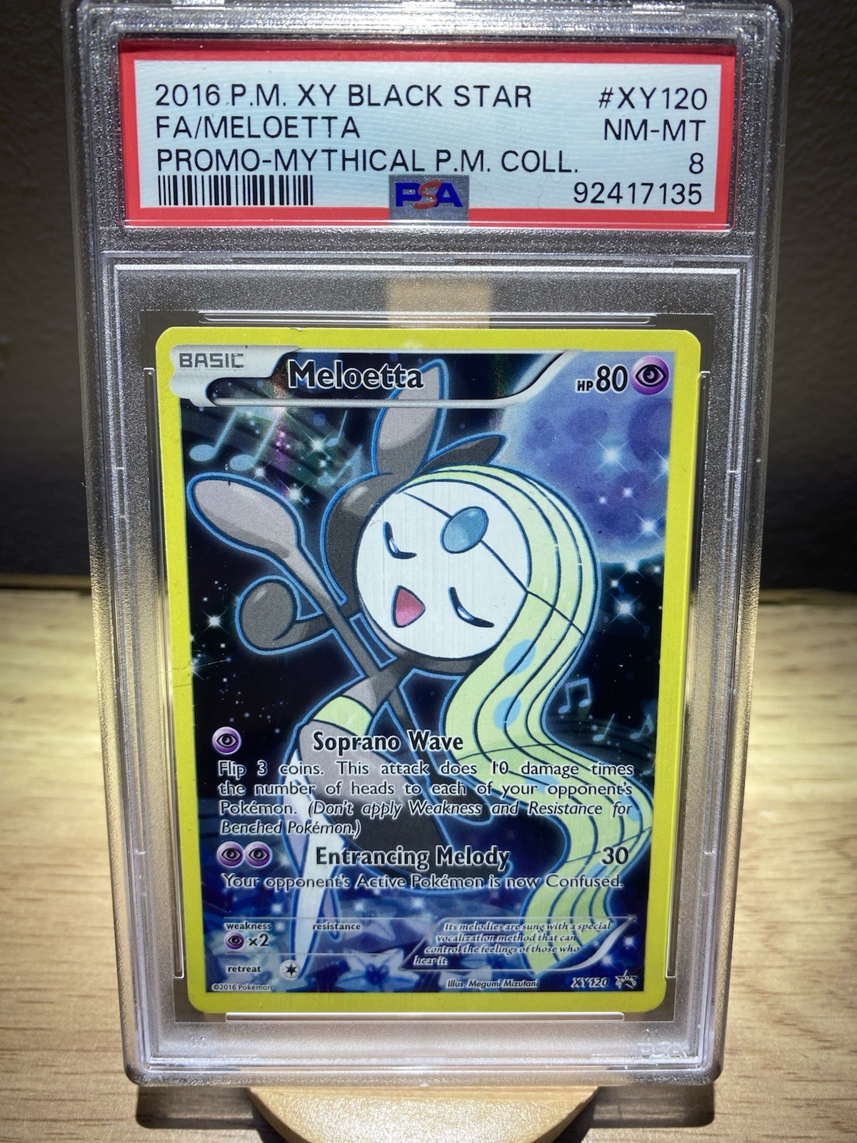 Meloetta XY120 2016 Pokémon TCG XY Black Star Promo Holo Full Art PSA 8 EN