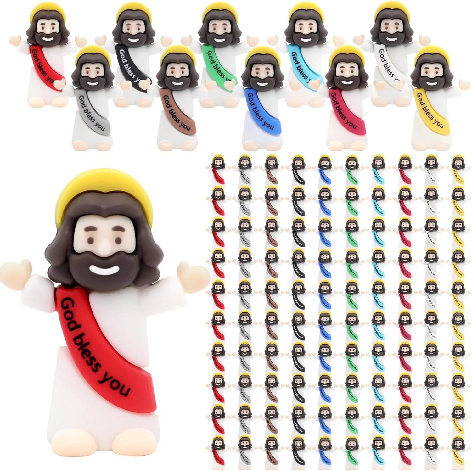 Little Mini Jesus Figures Gold Bless You,100Pcs Small Jesus Figurines in Bulk fo Little Mini Jesus Figures Gold Bless You,100Pcs Small Jesus Figurines in Bulk fo