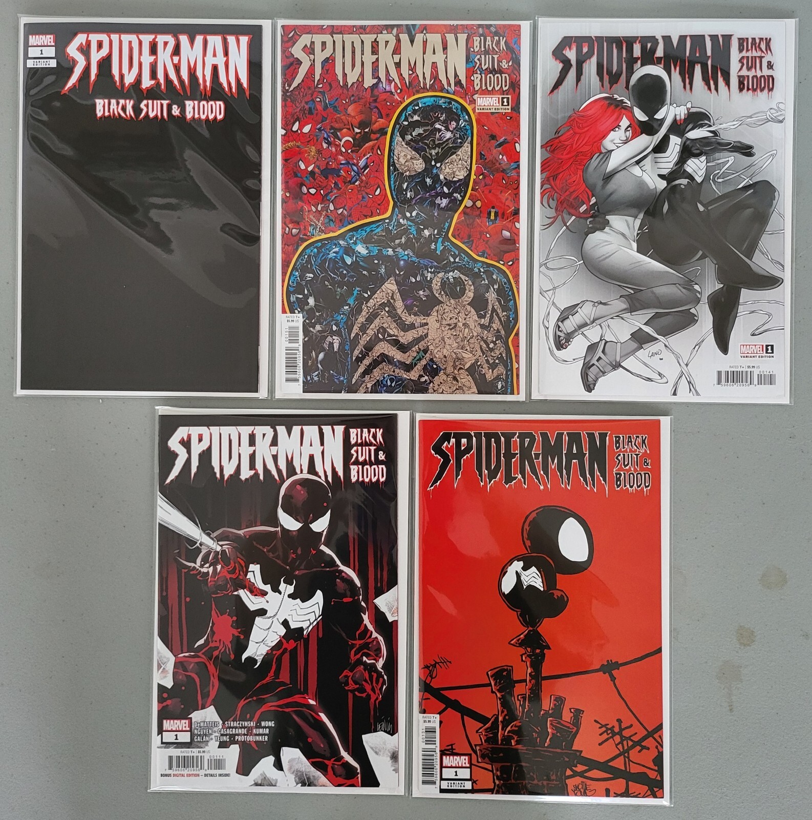 Spider-Man: Black Suit & Blood #1 Lot NM or better, 5 Covers (Marvel 2024), 1st Spider-Man: Black Suit & Blood #1 Lot NM or better, 5 Covers (Marvel 2024), 1st