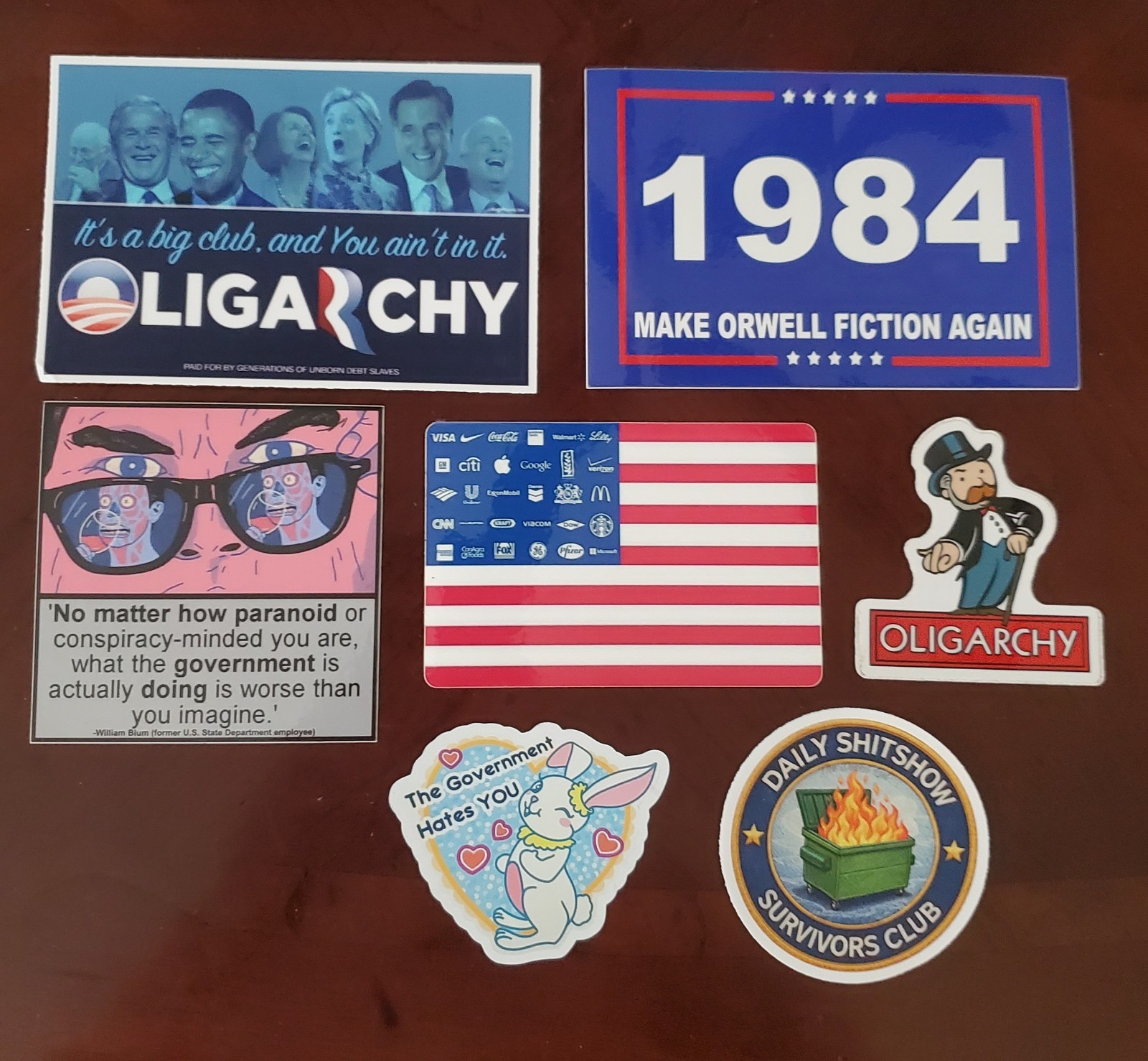 George Orwell 1984 Stickers (7) *WORLDWIDE 🌐 SHIPPING*