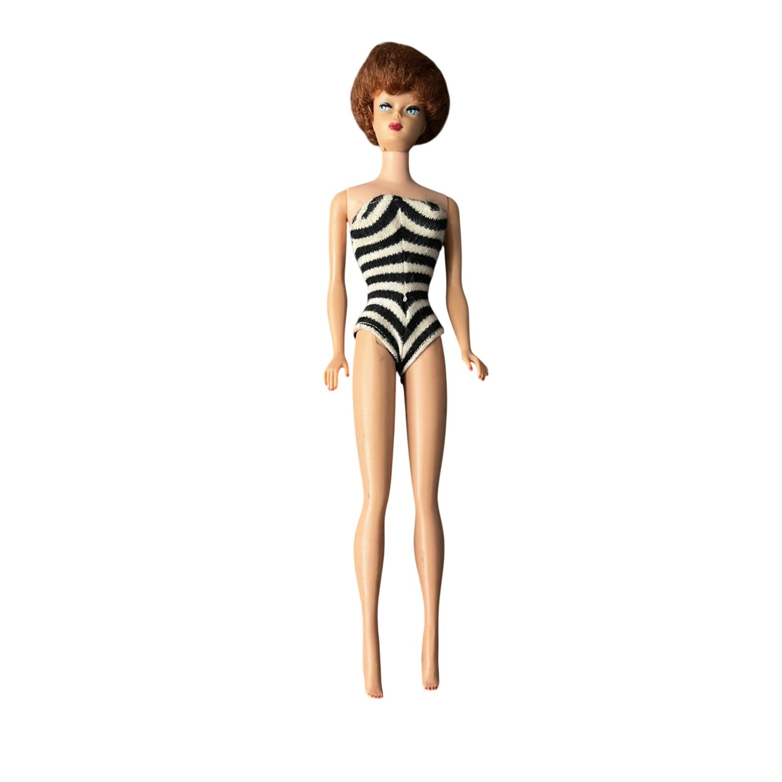 Vintage 1960s Mattel Barbie Bubble Cut Titian Red Hair Zebra Swimsuit Doll Vintage 1960s Mattel Barbie Bubble Cut Titian Red Hair Zebra Swimsuit Doll
