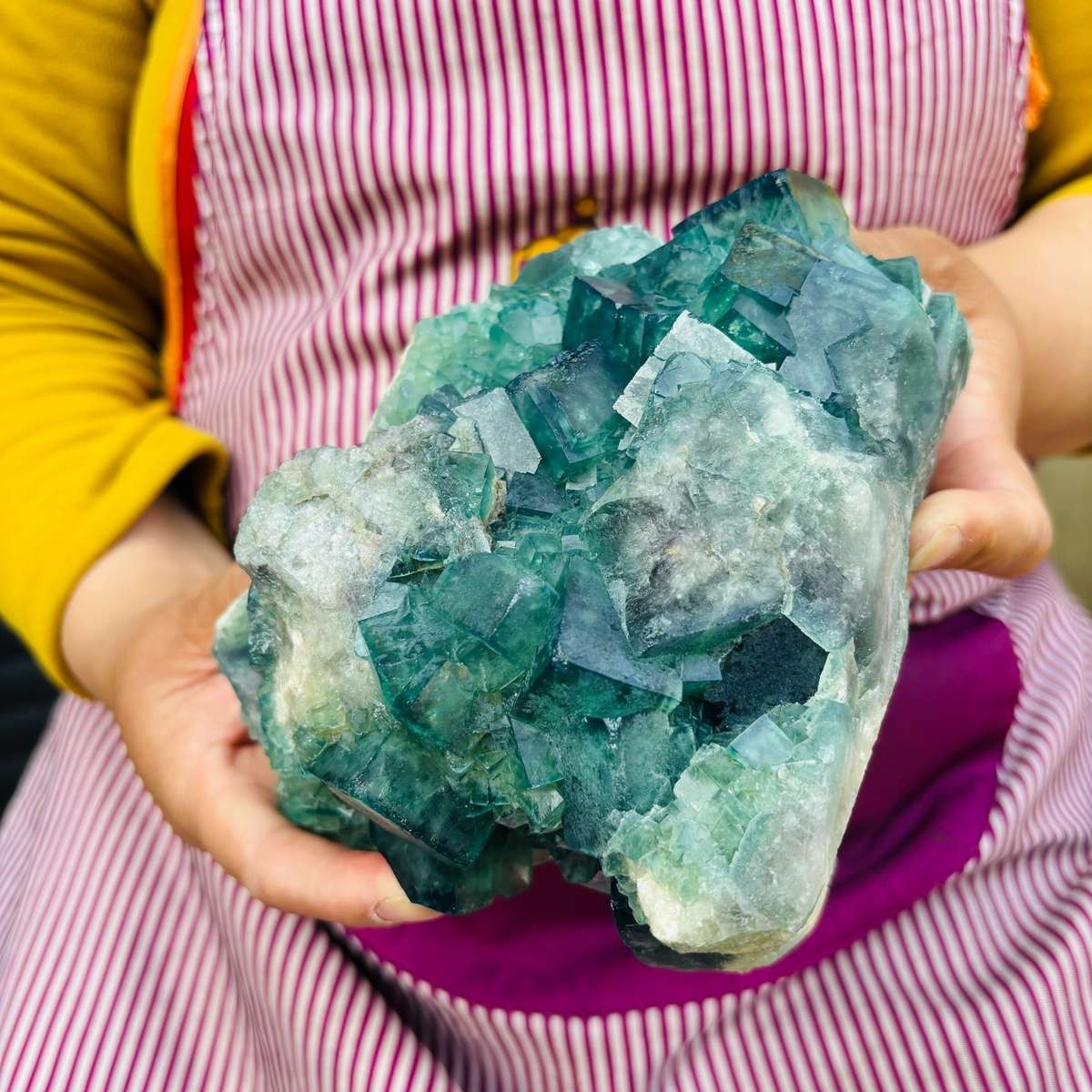 4.92LB Natural Green Cubic Fluorite Quartz Crystal Mineral Specimen healing