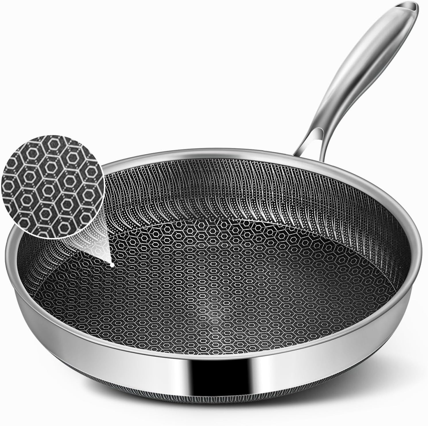 Frying Pans, 8-Inch Hybrid Frying Pans Stainless Steel Skillets, Dishwasher & Ov Frying Pans, 8-Inch Hybrid Frying Pans Stainless Steel Skillets, Dishwasher & Ov