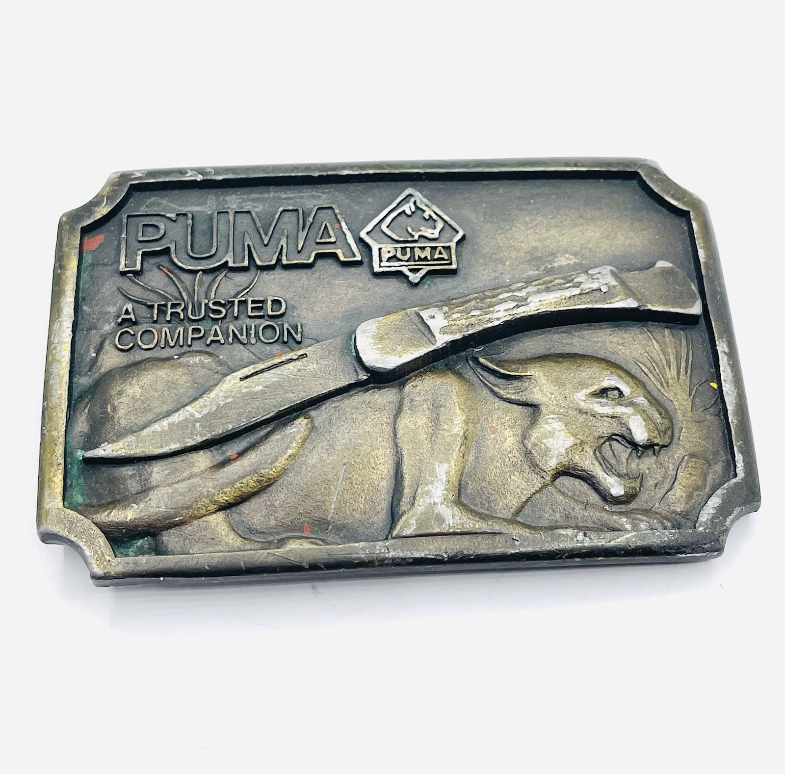 1977 Vintage Puma Gutmann Belt Buckle Trusted Companion Made From Brass  V1