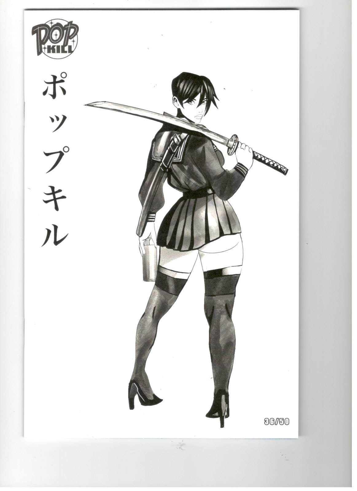 POP KILL #1 Nikolas Draper-Ivey MEGACON Virgin B&W Kanji Variant Numbered 36/50