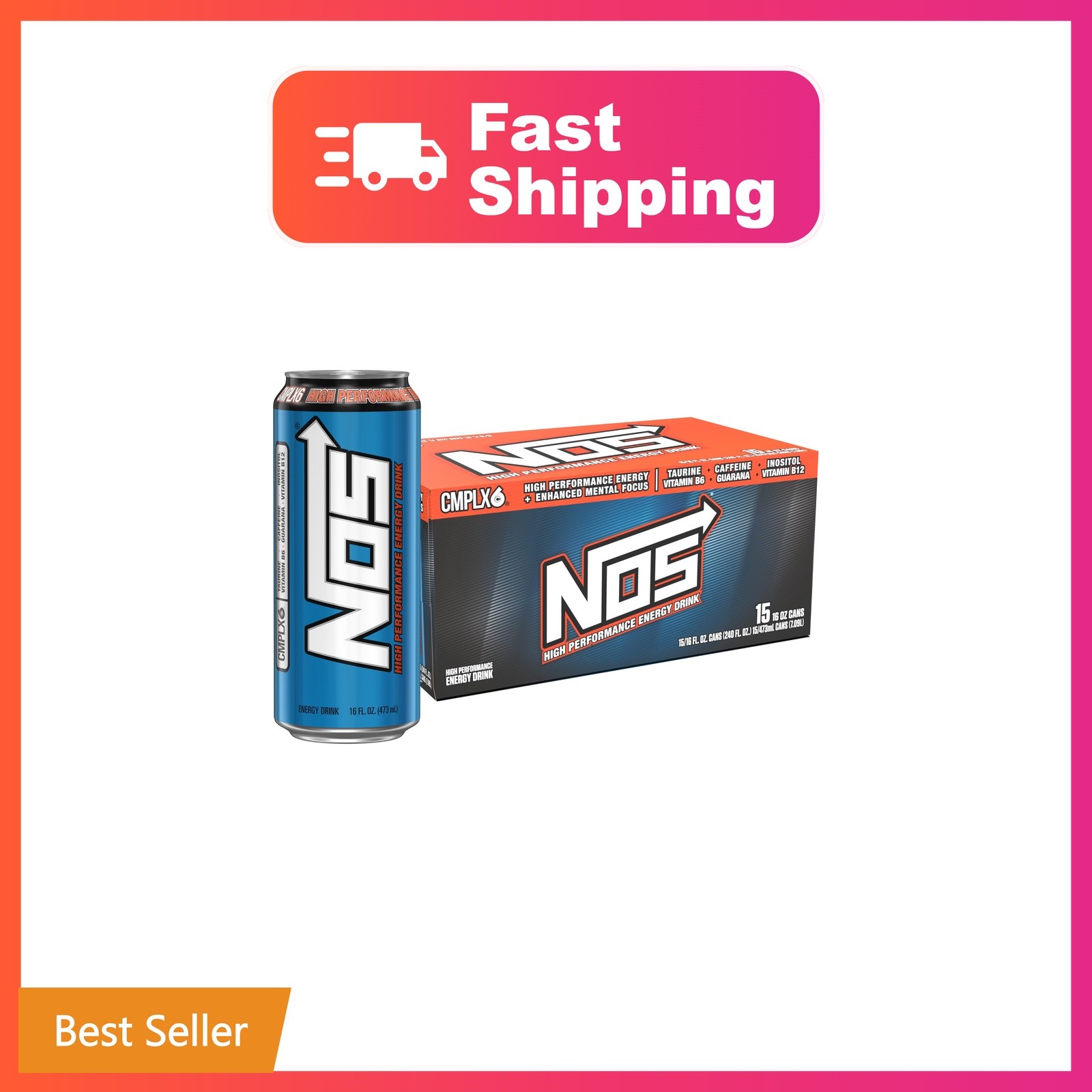 NOS Original: High Performance Energy Drink. 16 Fl oz | Pack of 15 NOS Original: High Performance Energy Drink. 16 Fl oz | Pack of 15