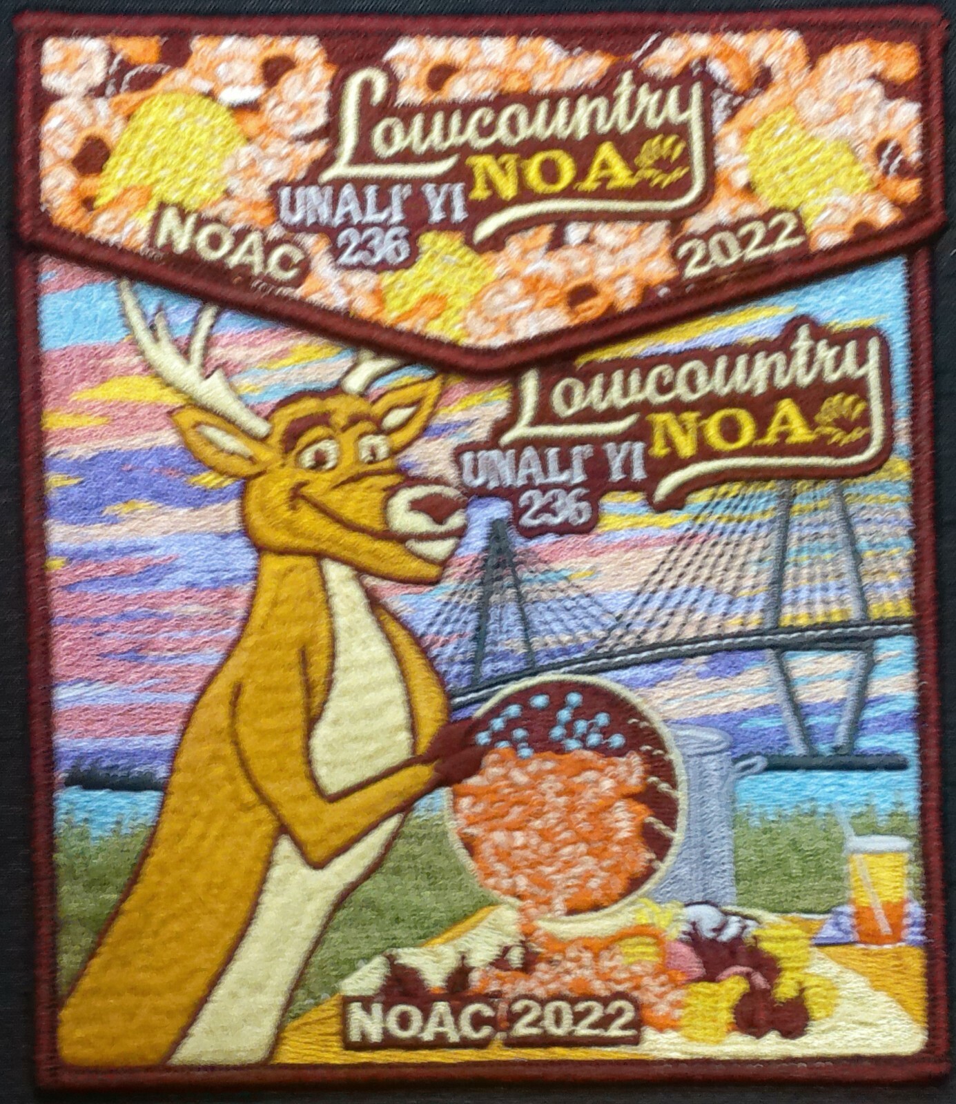 OA UNALI`YI LODGE 236 BSA COASTAL CAROLINA 2022 NOAC LOW COUNTRY 2-PATCH DEER