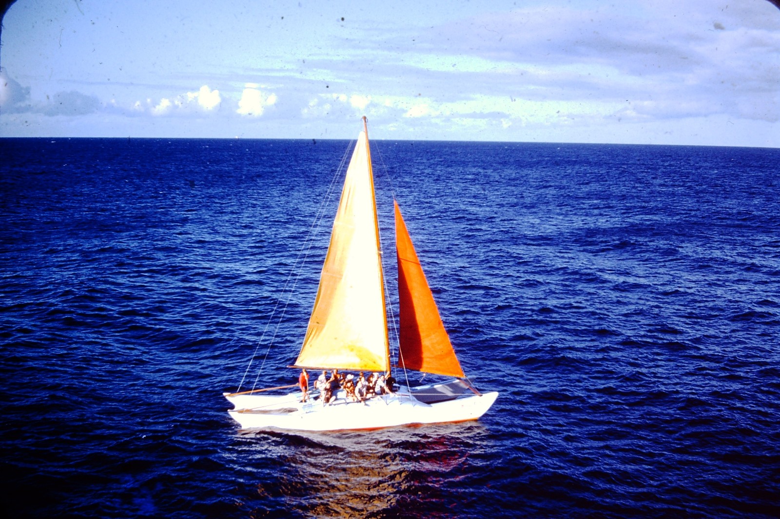 1950s Cool Sailboat Red Border Kodachrome Slide CK-I