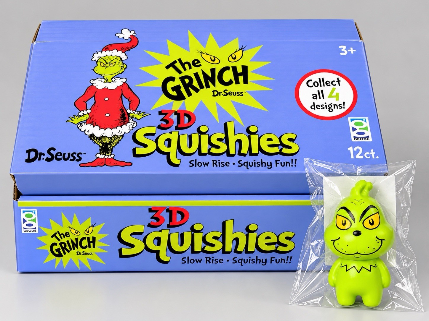 Dr. Seuss The Grinch 3D Squishy – Original Green Grinch | Christmas Collectible