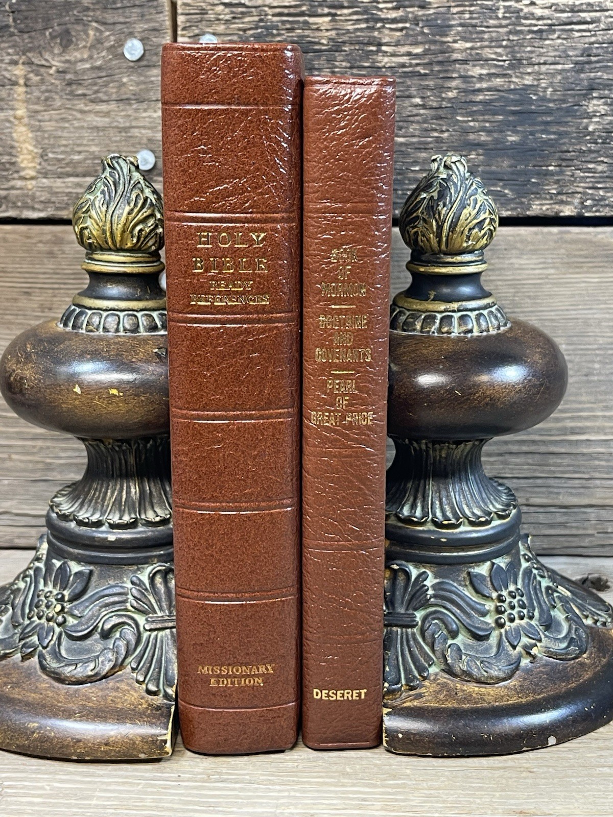 Vintage LDS Calfskin Scripture Set – Holy Bible & Triple Combination, Indexed