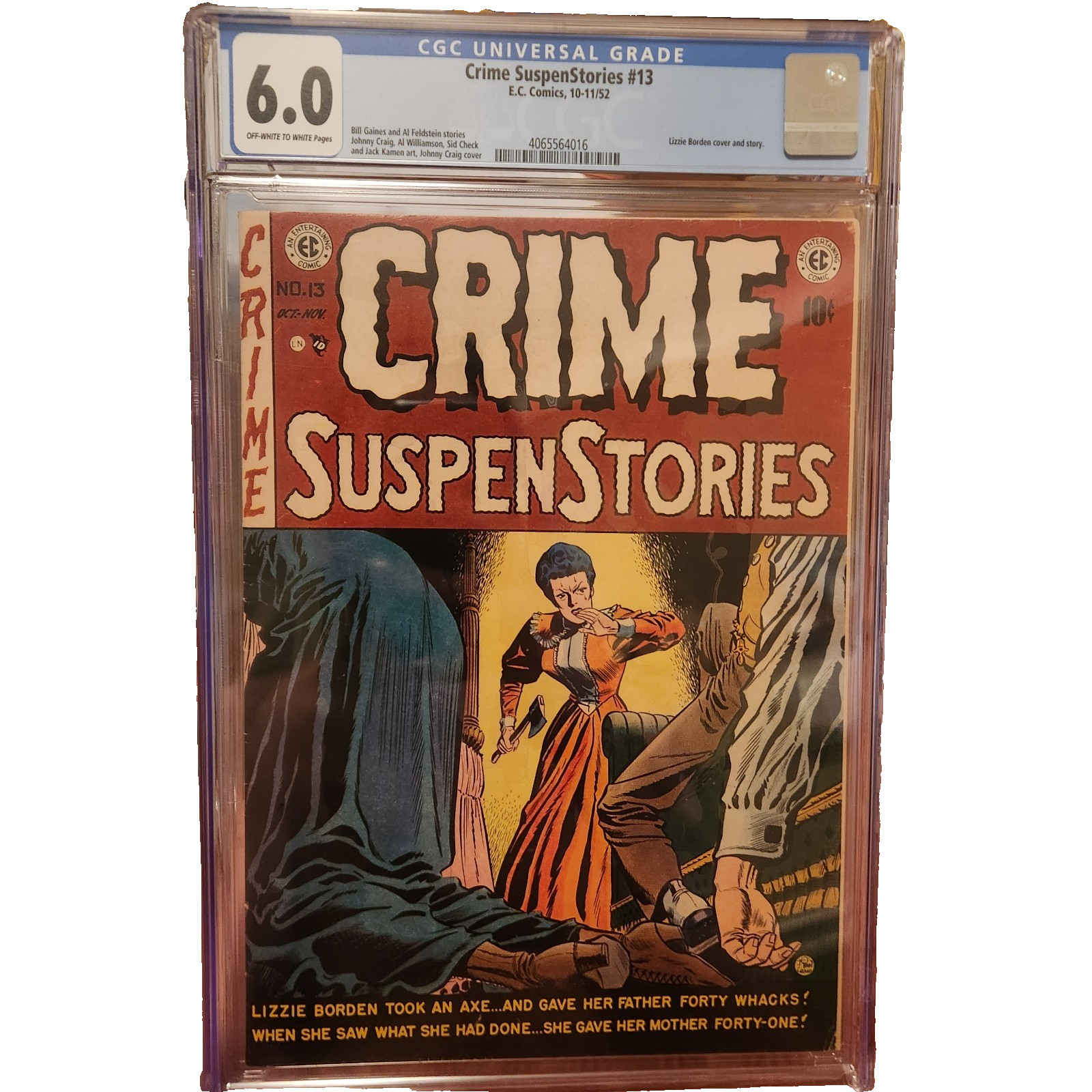 Crime Suspenstories #13 CGC 6.0 OW/W🔥LIZZY BORDEN STORY🔥TRADES & TIME-PAYMENTS Crime Suspenstories #13 CGC 6.0 OW/W🔥LIZZY BORDEN STORY🔥TRADES & TIME-PAYMENTS