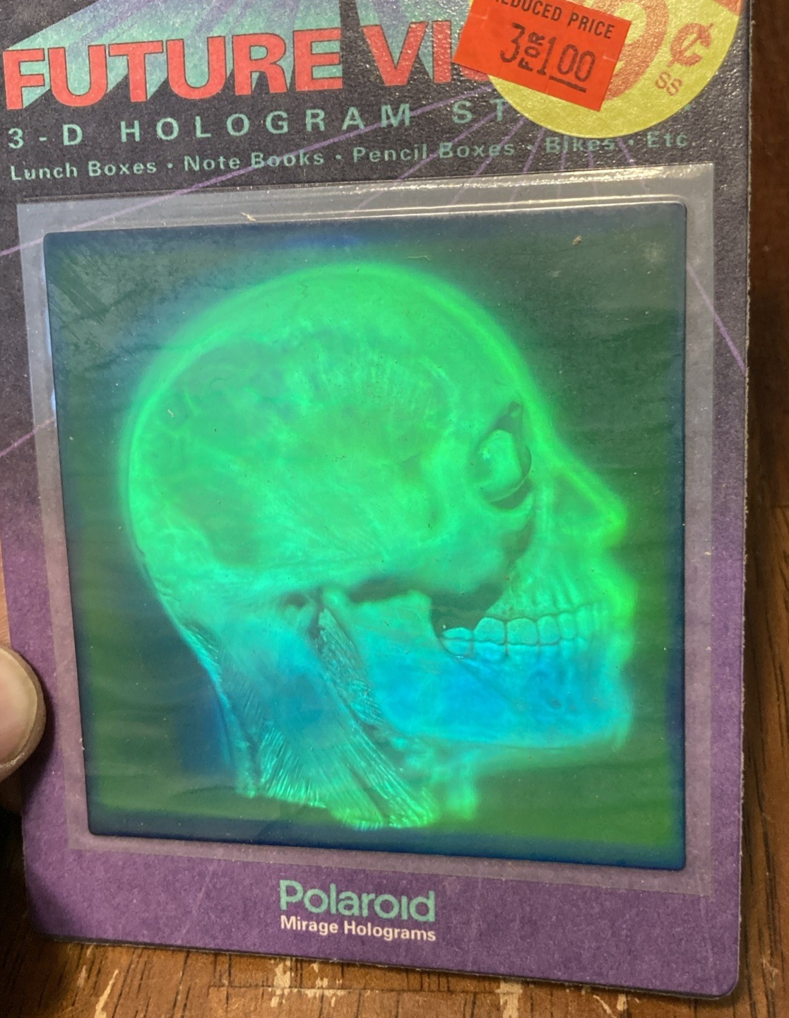 Vintage 1993 Polaroid Future Vision 3D Hologram Skull Anatomy Sticker Vintage 1993 Polaroid Future Vision 3D Hologram Skull Anatomy Sticker