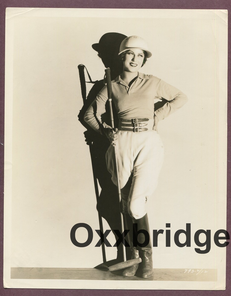Female Polo Player 1929 Fashion Photo Fay Wray Helmet Mallet Pants Shirt Belt