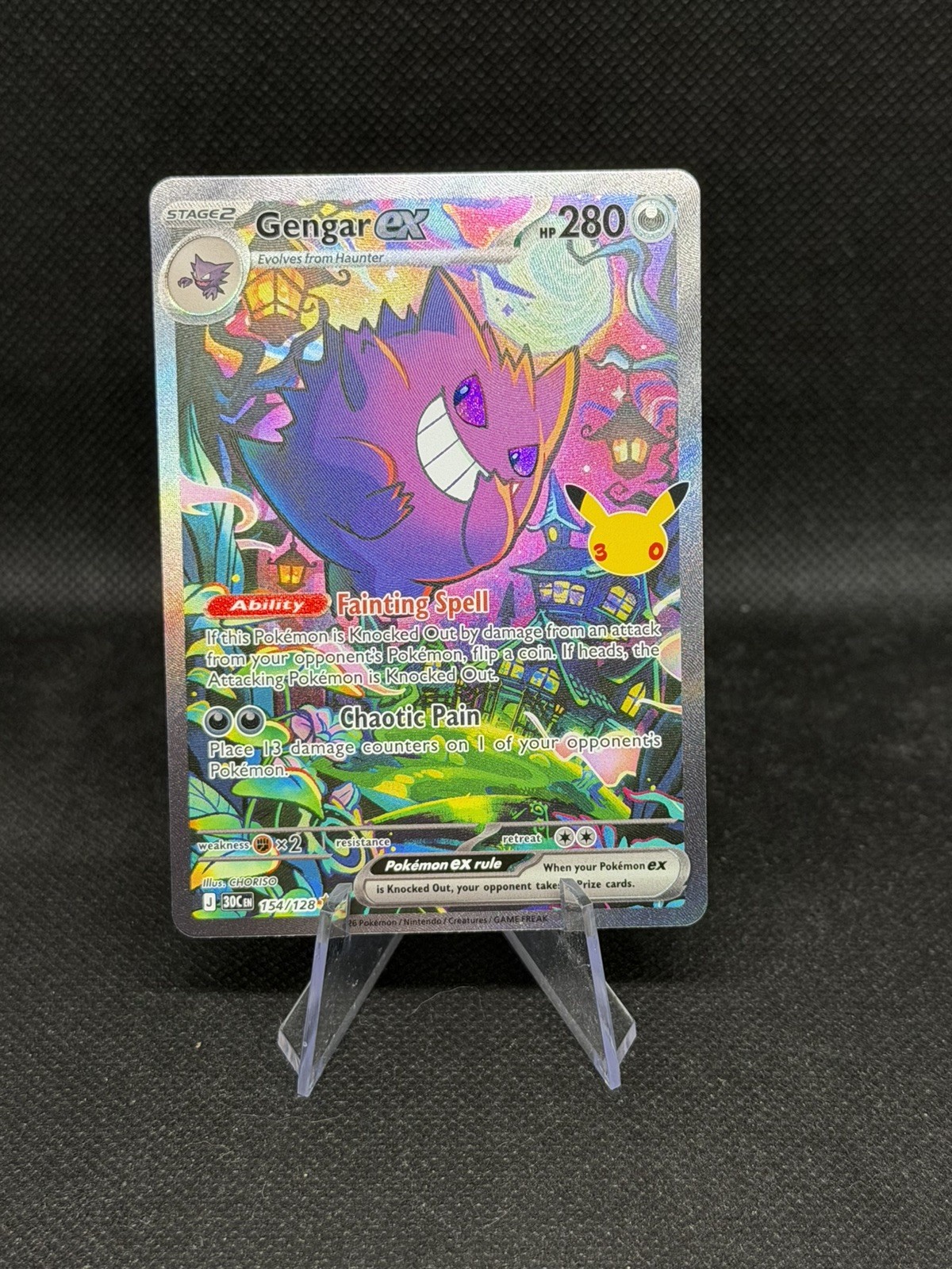 Gengar ex 154/162 30th anniversary Ultra Rare Full Art Holo Pokémon TCG English Gengar ex 154/162 30th anniversary Ultra Rare Full Art Holo Pokémon TCG English