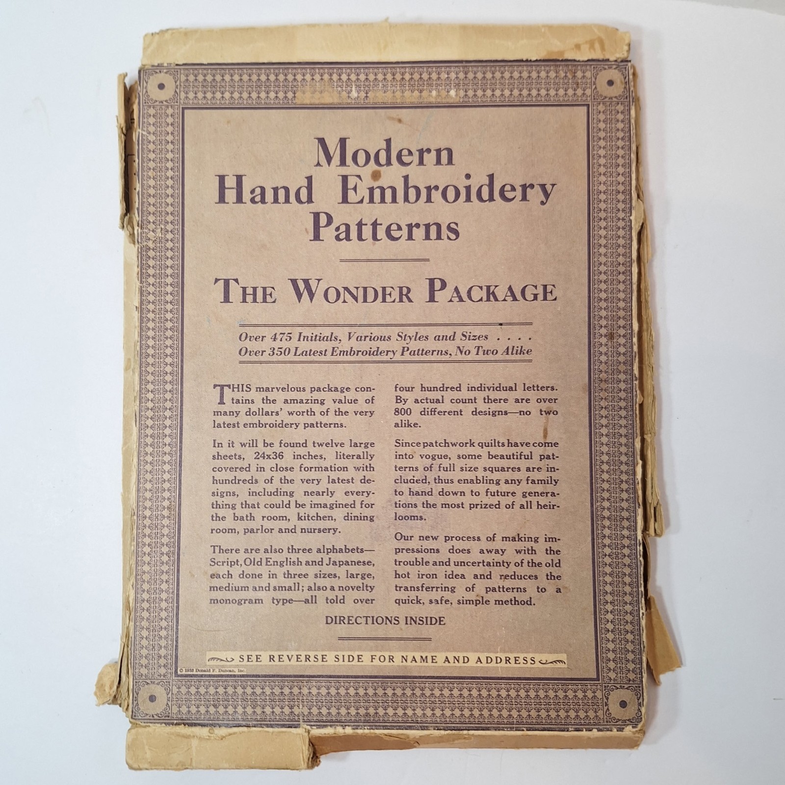 Vtg 1930s Wonder Package Modern Hand Embroidery Patterns Near Complete See Pics Vtg 1930s Wonder Package Modern Hand Embroidery Patterns Near Complete See Pics