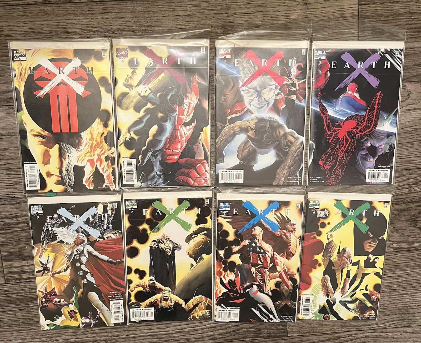 Marvel Comics Earth X Comic Book Lot (8) 1999 Spider-man etc #2-5, 7-8, 11 & 6 