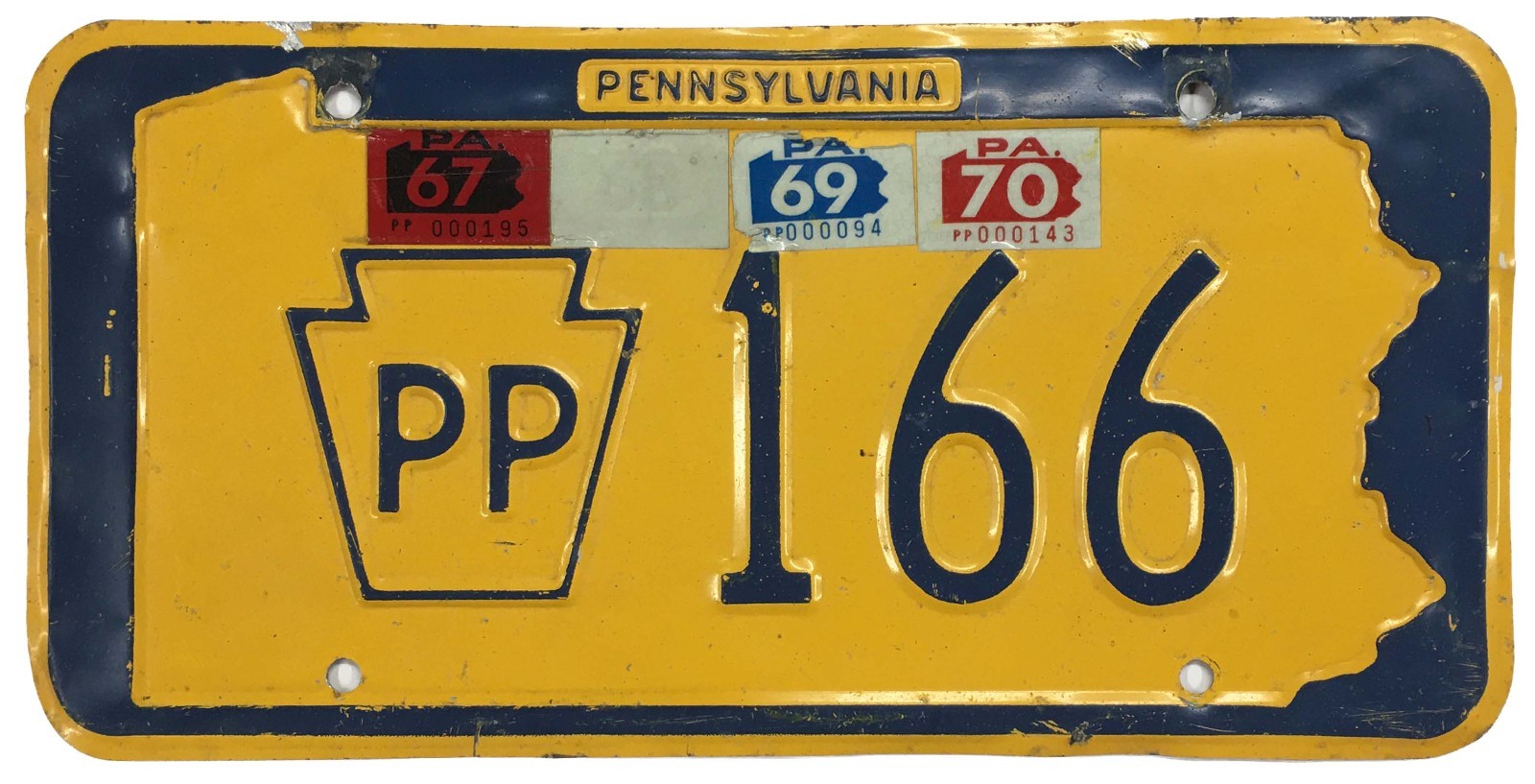 Vintage Pennsylvania 1967 1968 1969 1970 Press Photographer License Plate PP 166