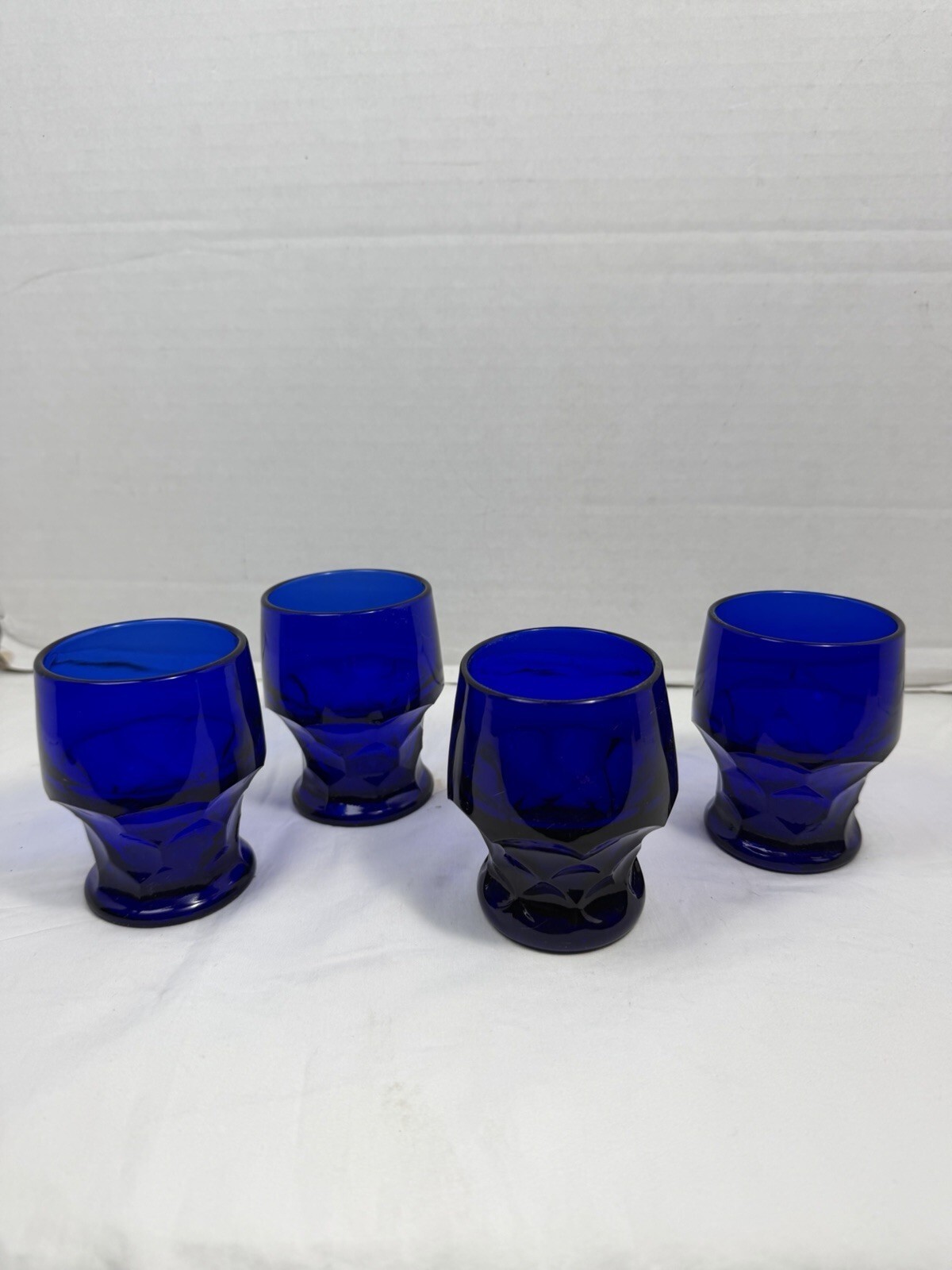 Vintage Viking Glass Georgian Cobalt Blue 10oz Tumbler Drinking Glasses Set of 4 Vintage Viking Glass Georgian Cobalt Blue 10oz Tumbler Drinking Glasses Set of 4