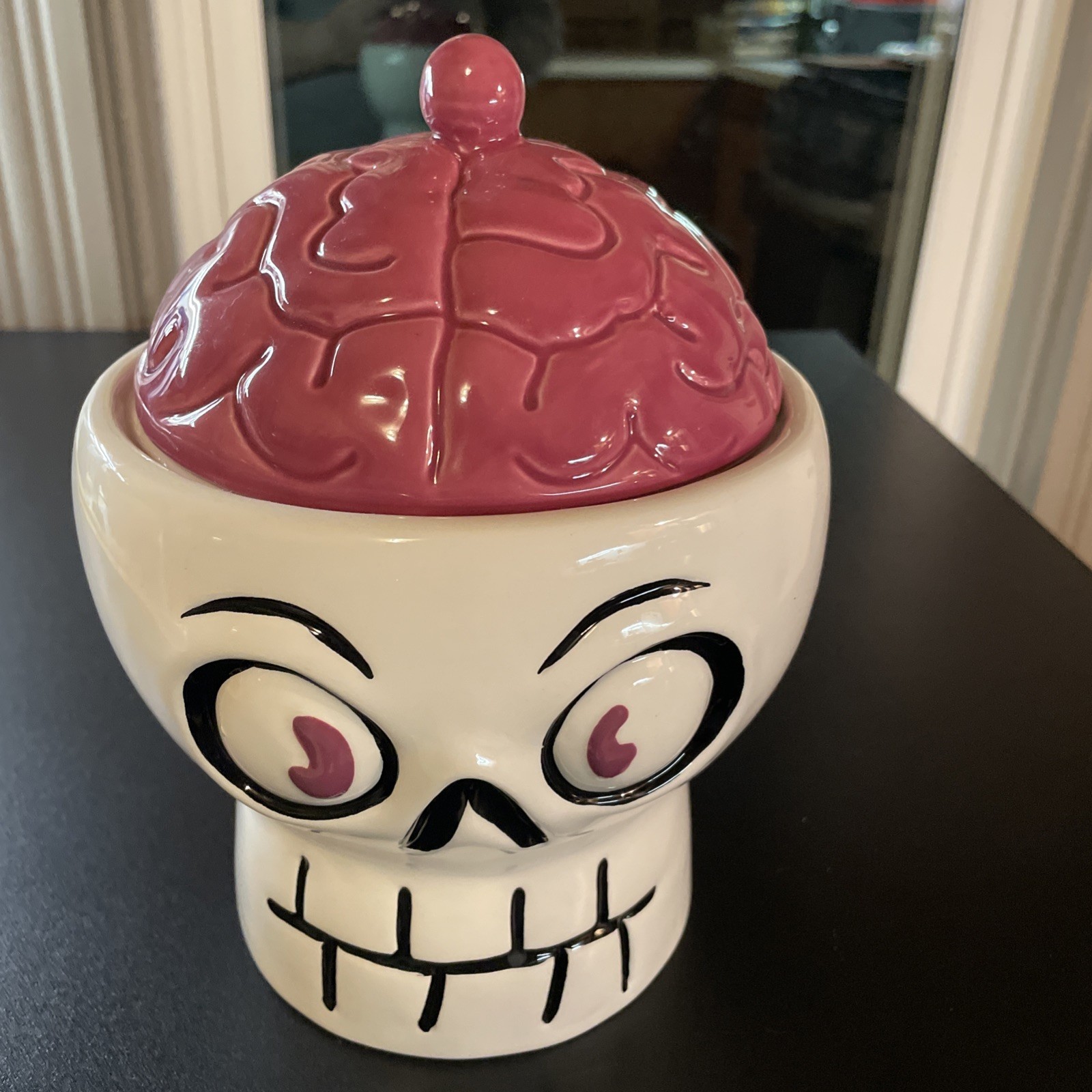 Hyde and Eek Cookie /Candy Jar Halloween Candy Holder With Brains Lid Hyde and Eek Cookie /Candy Jar Halloween Candy Holder With Brains Lid