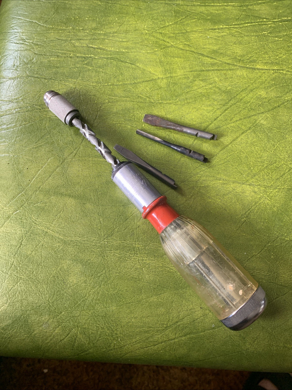 Vintage Stanley Yankee Handyman 233H Push Drill Screwdriver with 3 Bits - USA