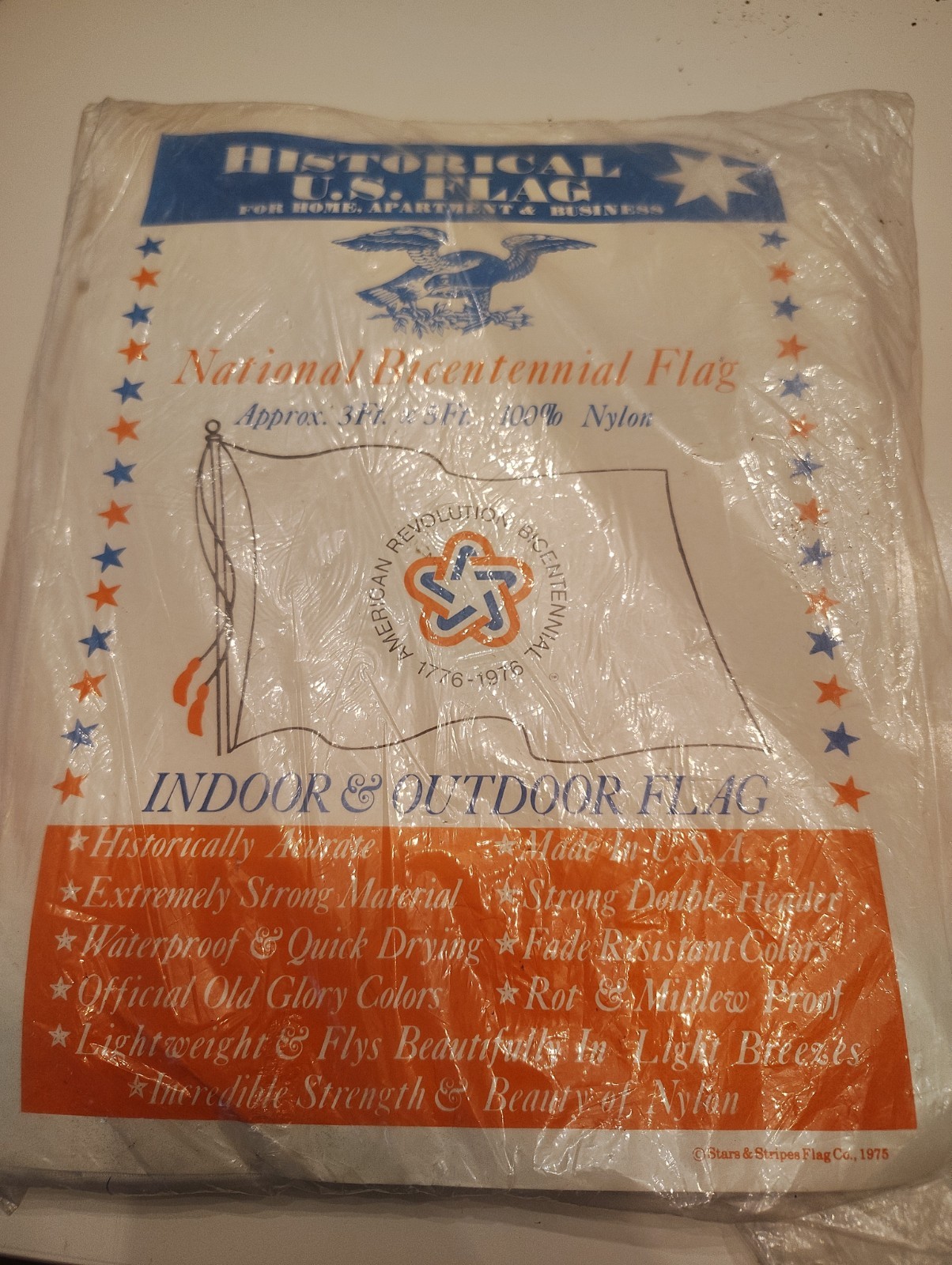 Vintage 1776-1976 American Revolution Bicentennial Flag, 3' x 5', Nylon Vintage 1776-1976 American Revolution Bicentennial Flag, 3' x 5', Nylon