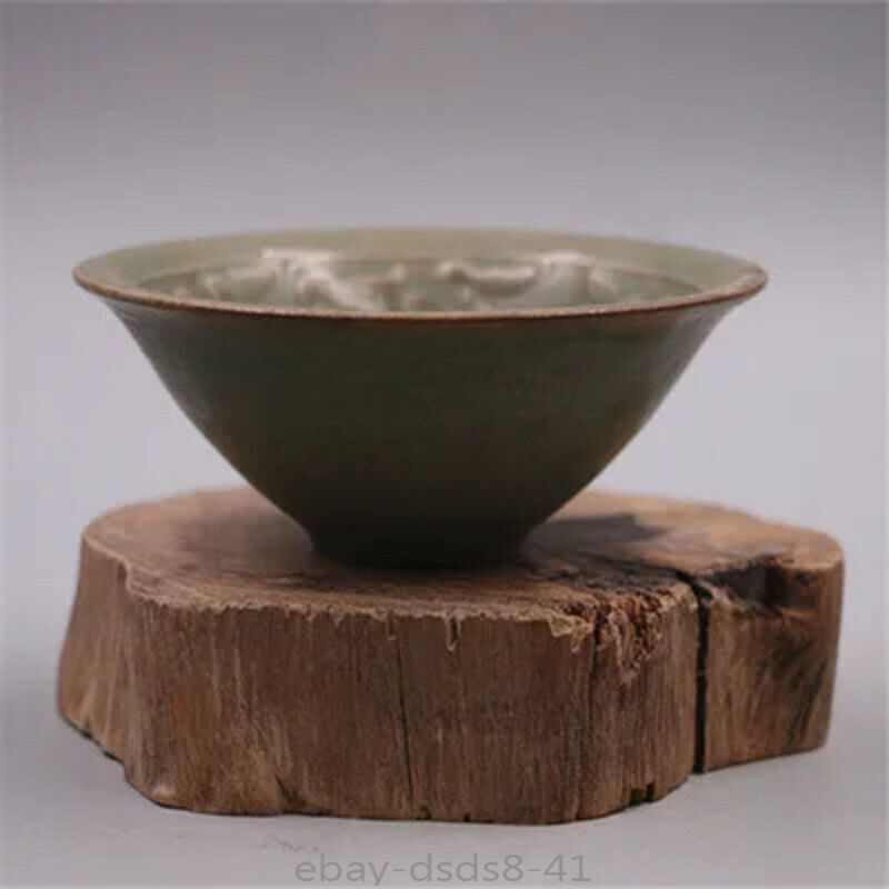 Exquisite Kiln Blue Glaze Carved Small Hat Bowl Home Decoration Ceramic