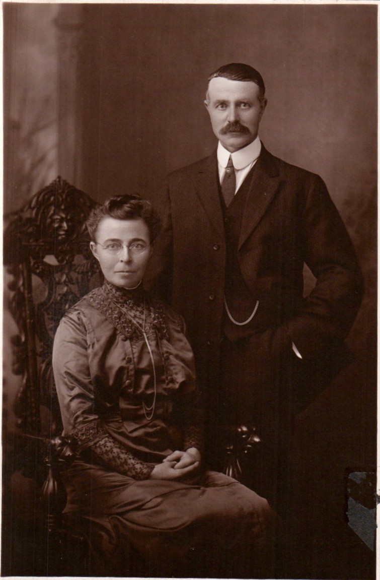 Vintage Antique Sepia Photograph Portrait Man Woman Early 1900s