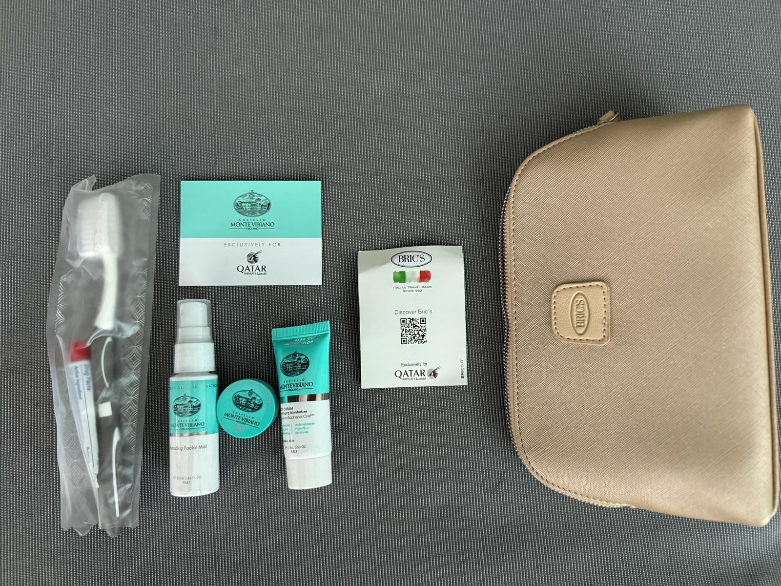 NEW Qatar Business Class Brics amenity kit - MINT Monte Vibiano  products