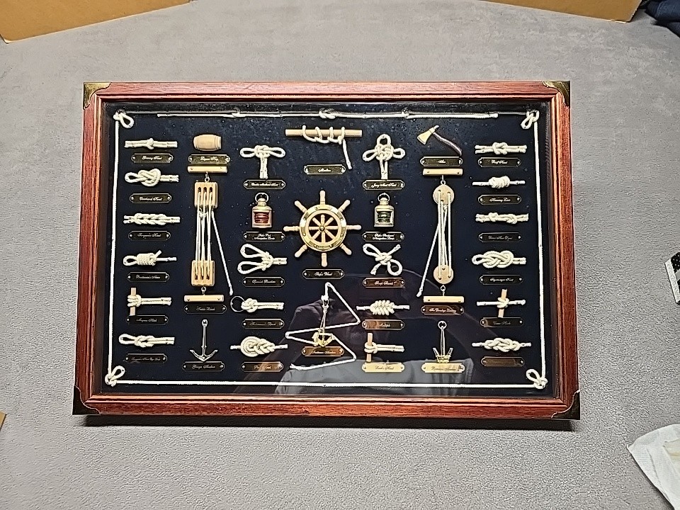 Vintage Large Sailor\'s Nautical Knots Shadow Box Framed Wall Art 24.5\