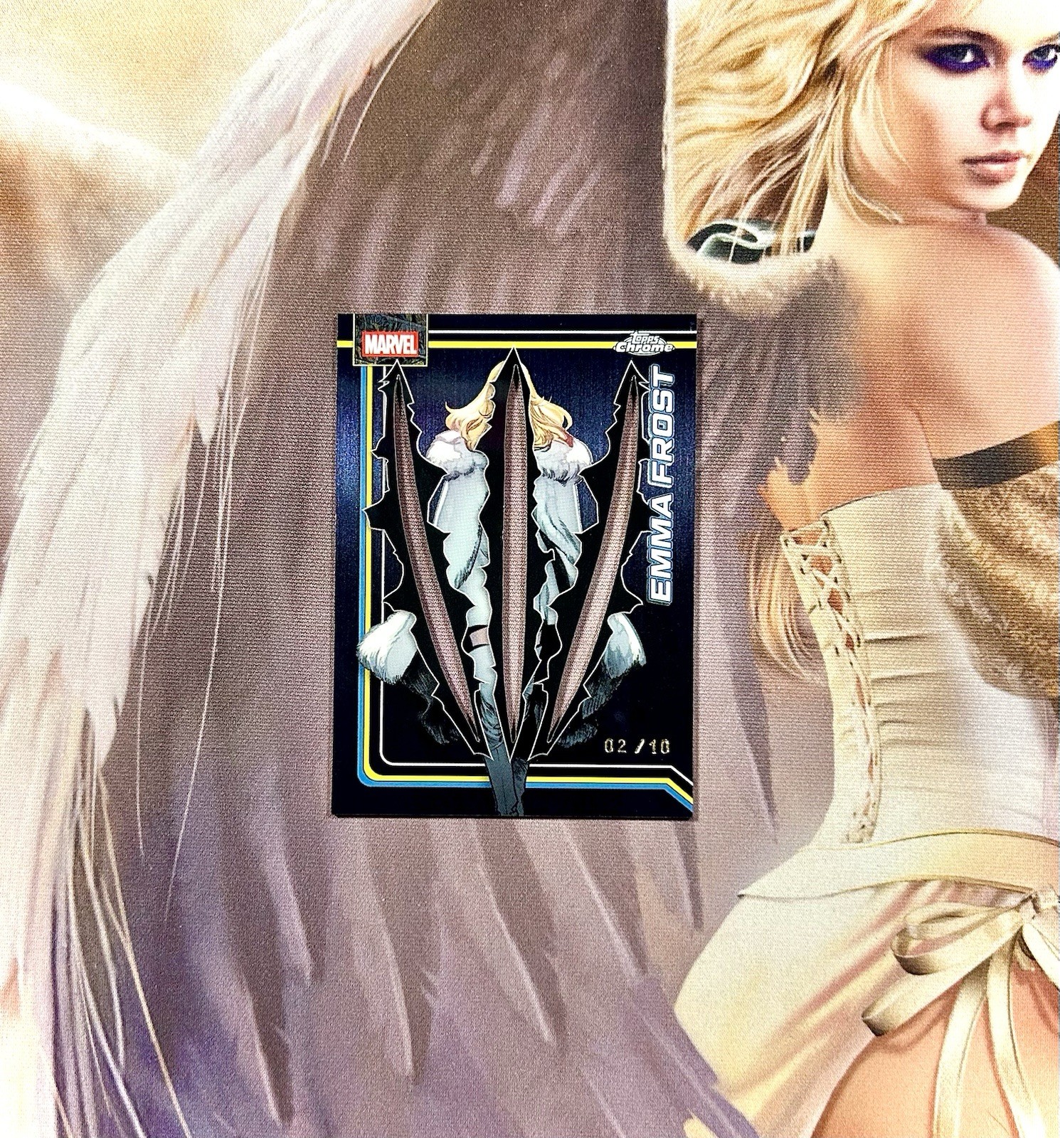 EMMA FROST WHITE QUEEN 2026 TOPPS CHROME MARVEL CLAWED BLACK REFRACTOR SSP / 10