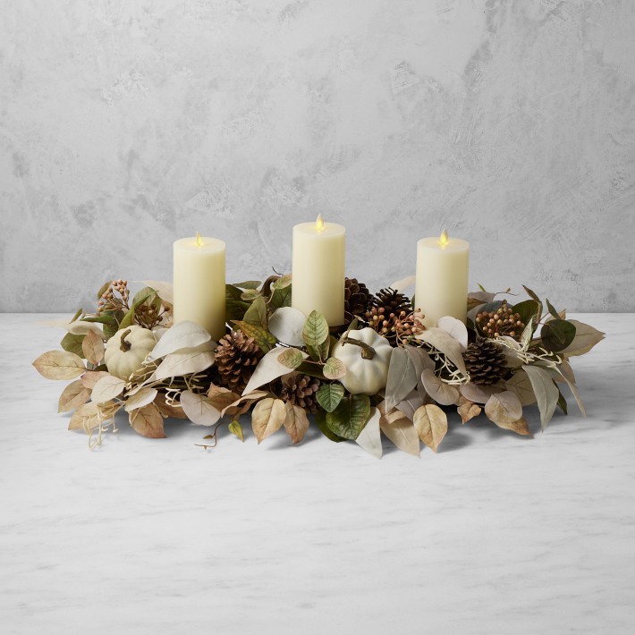 Pumpkin Patch Candle Holder Faux Centerpiece-williamssonoma|35433