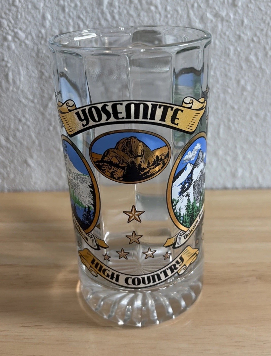 Rare Find  VTG YOSEMITE NATL PARK PICTORIAL LG  Beer Mug GoLd & MultiColor Paint