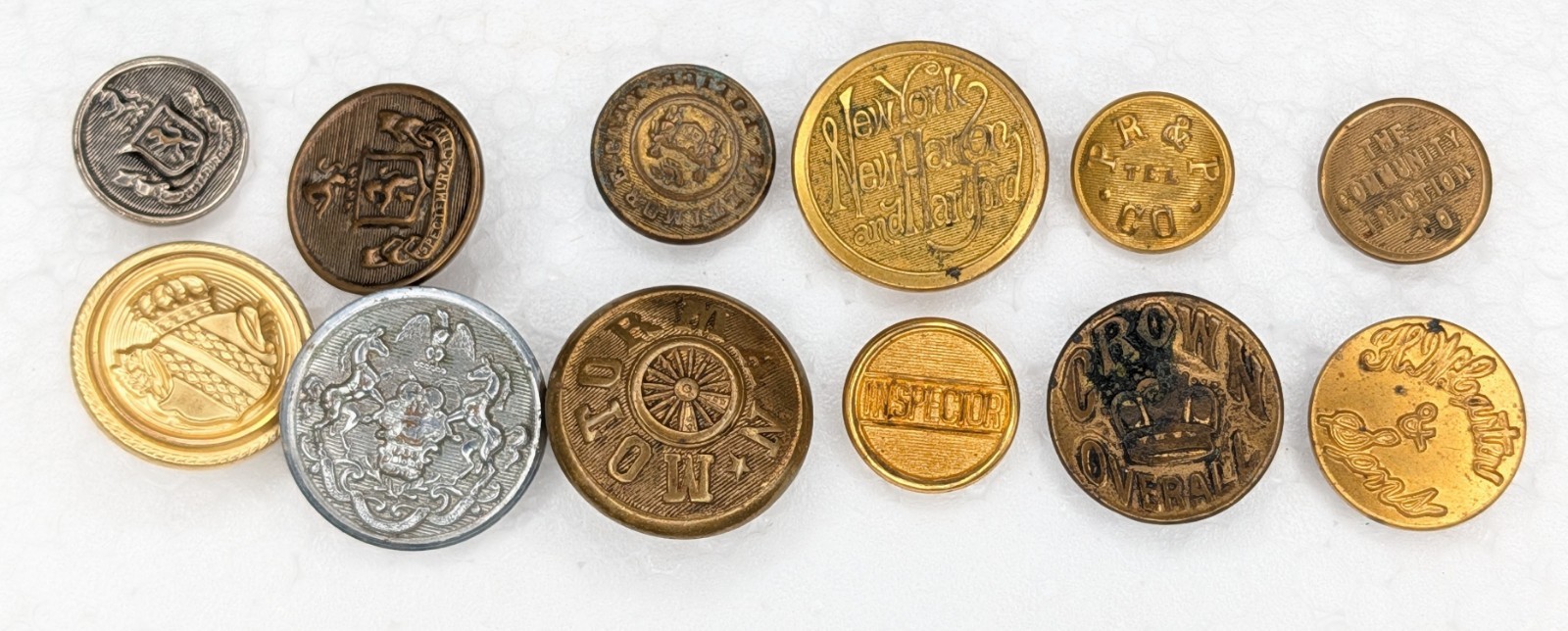 Vintage Lot 12 Railroad Transit & Workwear Brass Metal Uniform Buttons Vintage Lot 12 Railroad Transit & Workwear Brass Metal Uniform Buttons