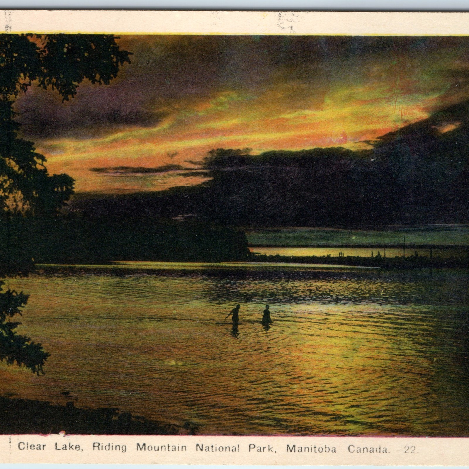 c1930s Clear Lake Postcard Riding Mountain National Park MB Sunset Swimmers PECO c1930s Clear Lake Postcard Riding Mountain National Park MB Sunset Swimmers PECO